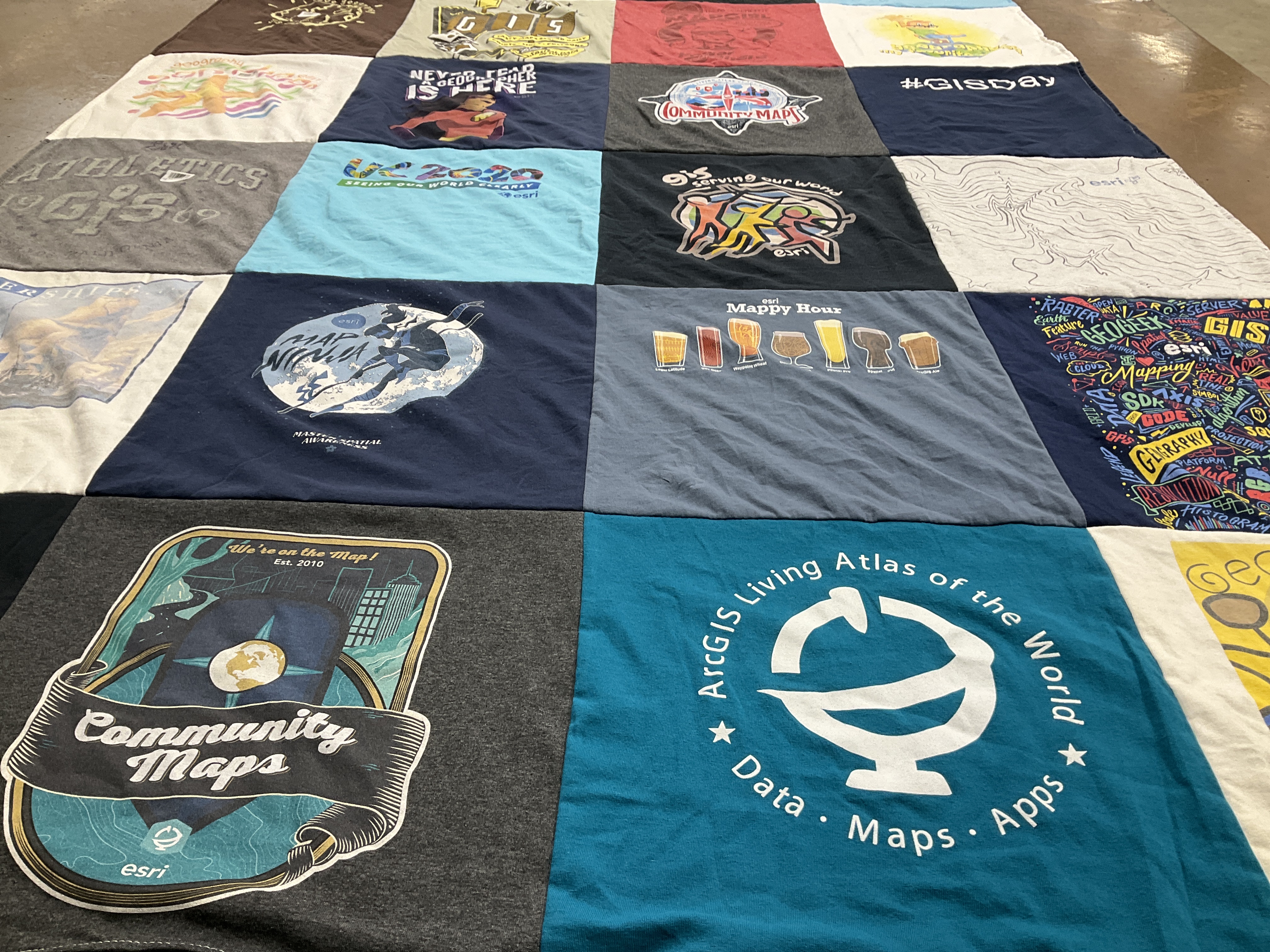 T-shirt quilt with mapping, gis themes by Deborah from DE