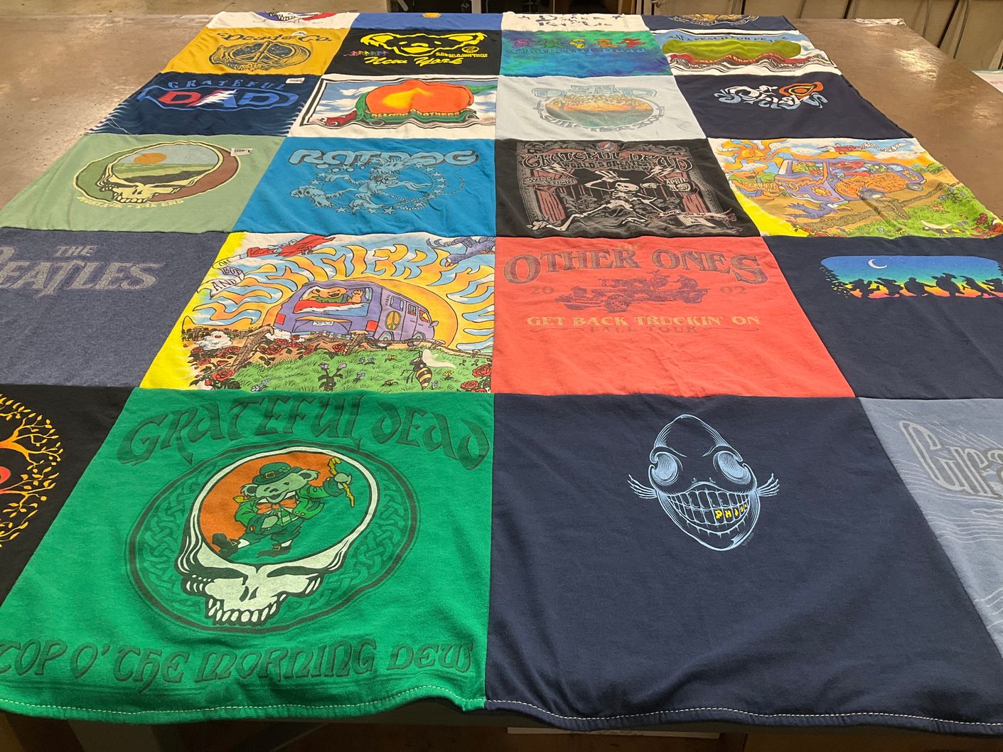 T-shirt quilt with music, concerts themes by Don from NY