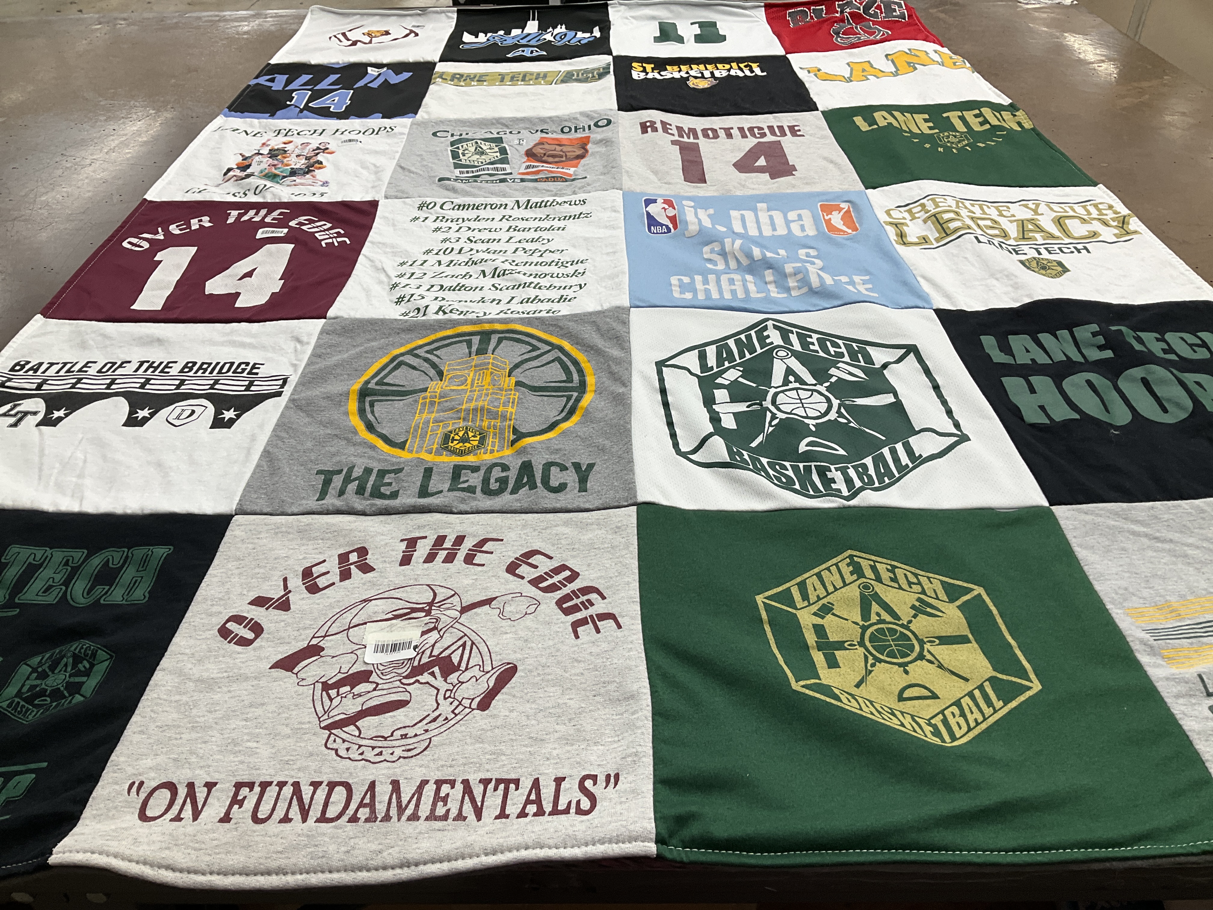 T-shirt quilt featuring lane tech basketball by Erin from IL