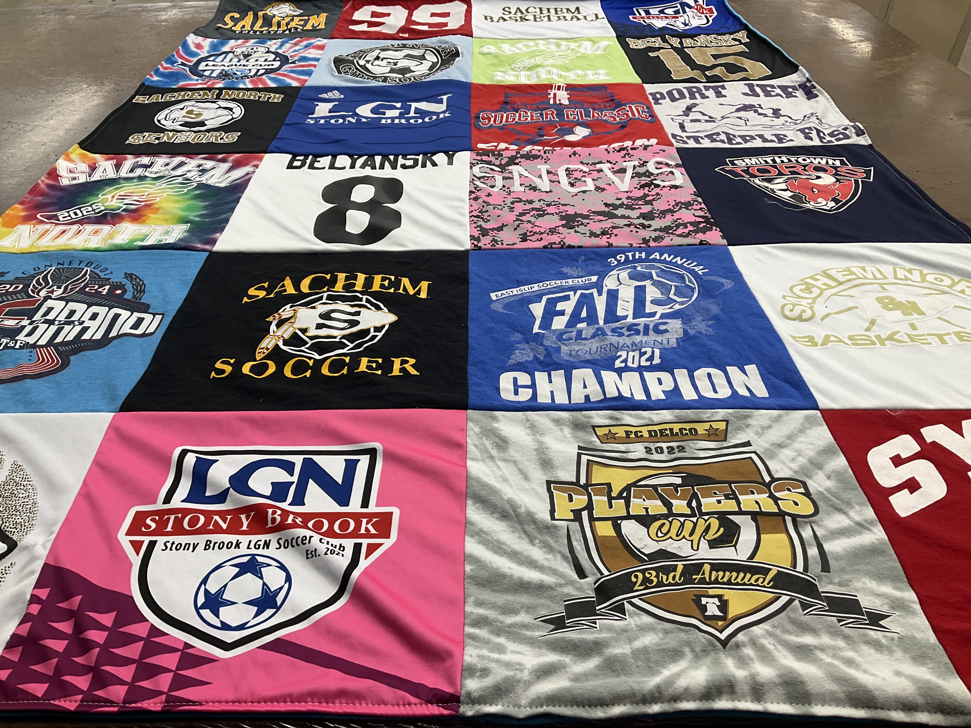 T-shirt quilt featuring sachem basketball, sachem soccer by Troyegubova from NY