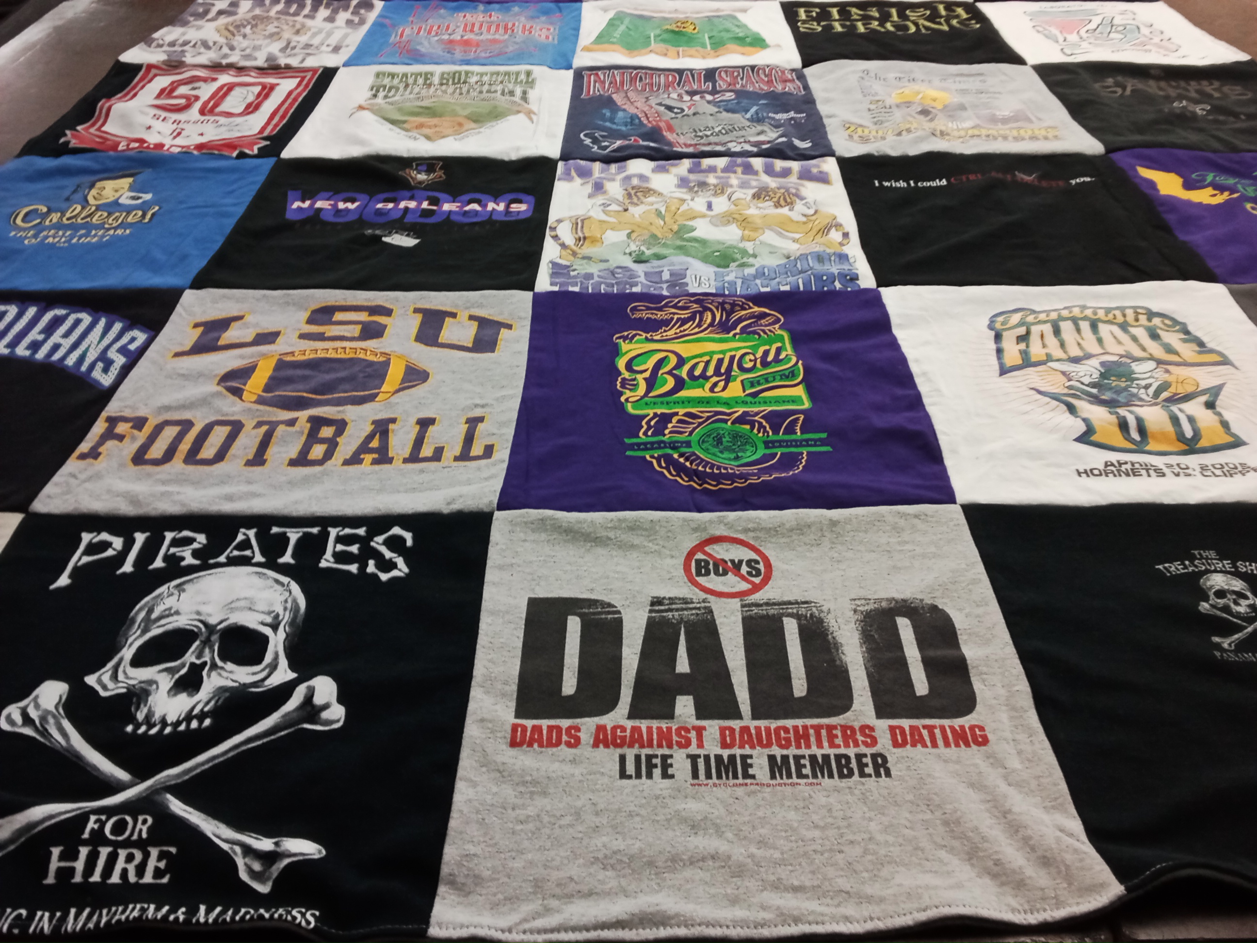 T-shirt quilt featuring louisiana state university football by David from TX