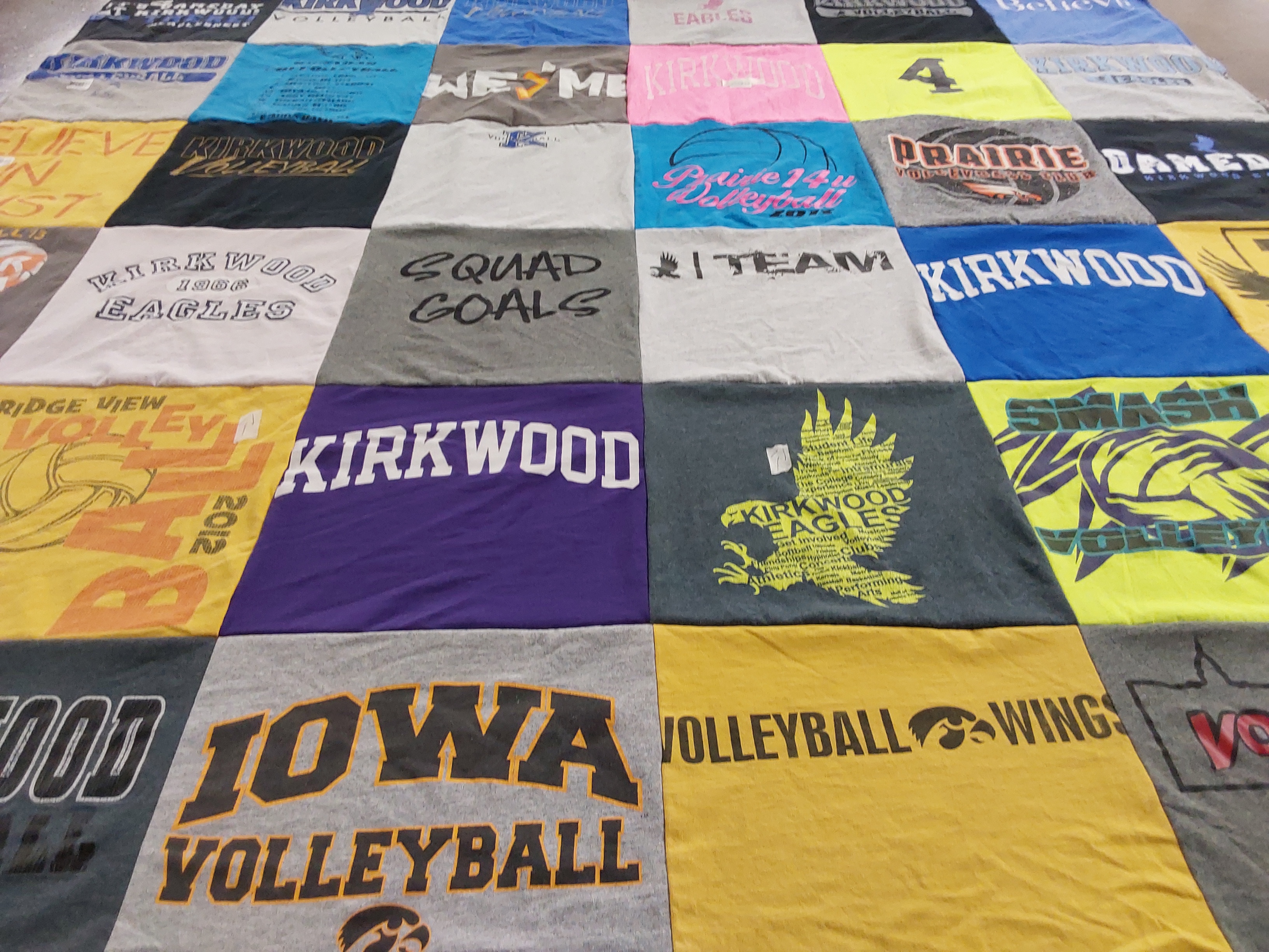 T-shirt quilt featuring kirkwood eagles, iowa volleyball by Anna from IA