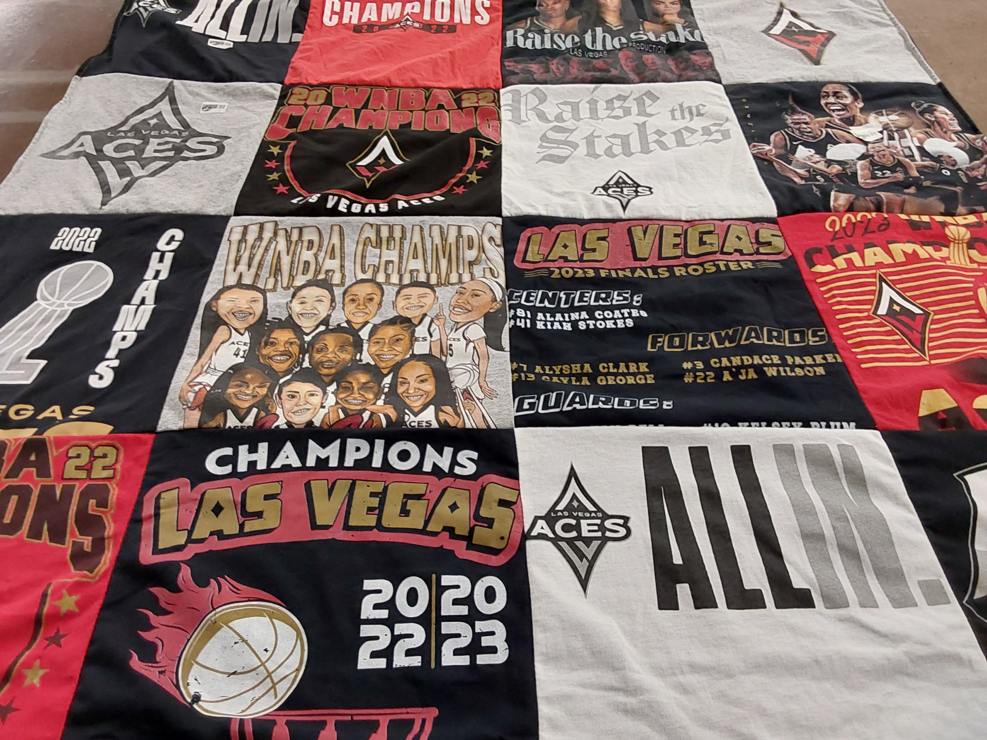 T-shirt quilt featuring las vegas aces by Helen from NV