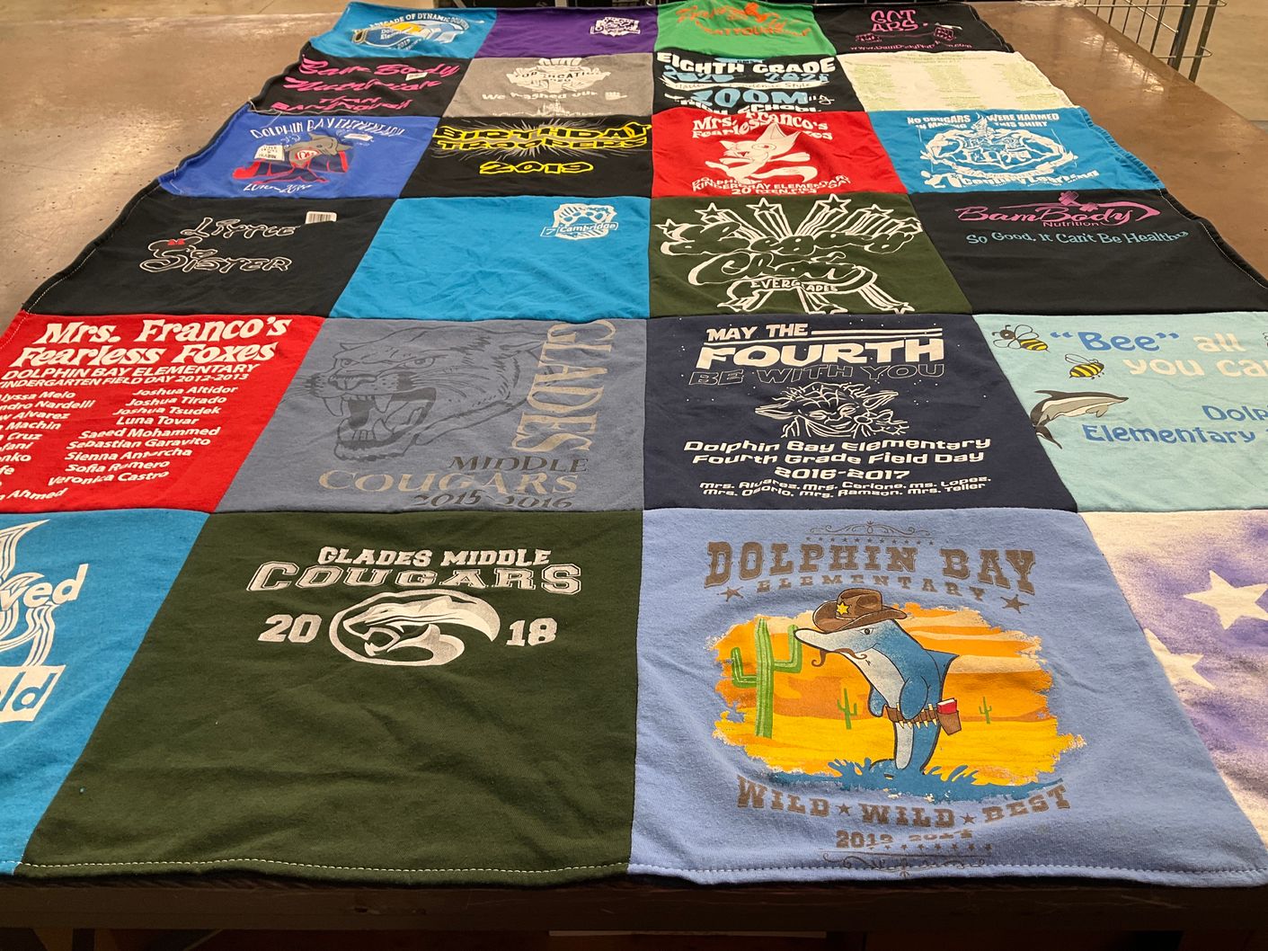 T-shirt quilt featuring clades middle cougars by Ramiro from FL