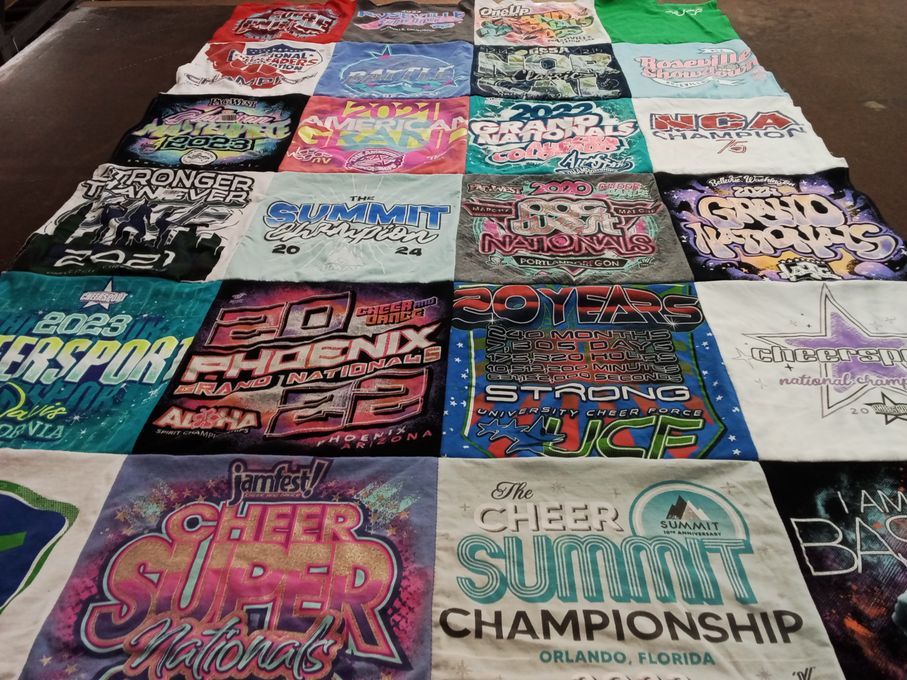 T-shirt quilt from university cheer force by Kennedy from CA