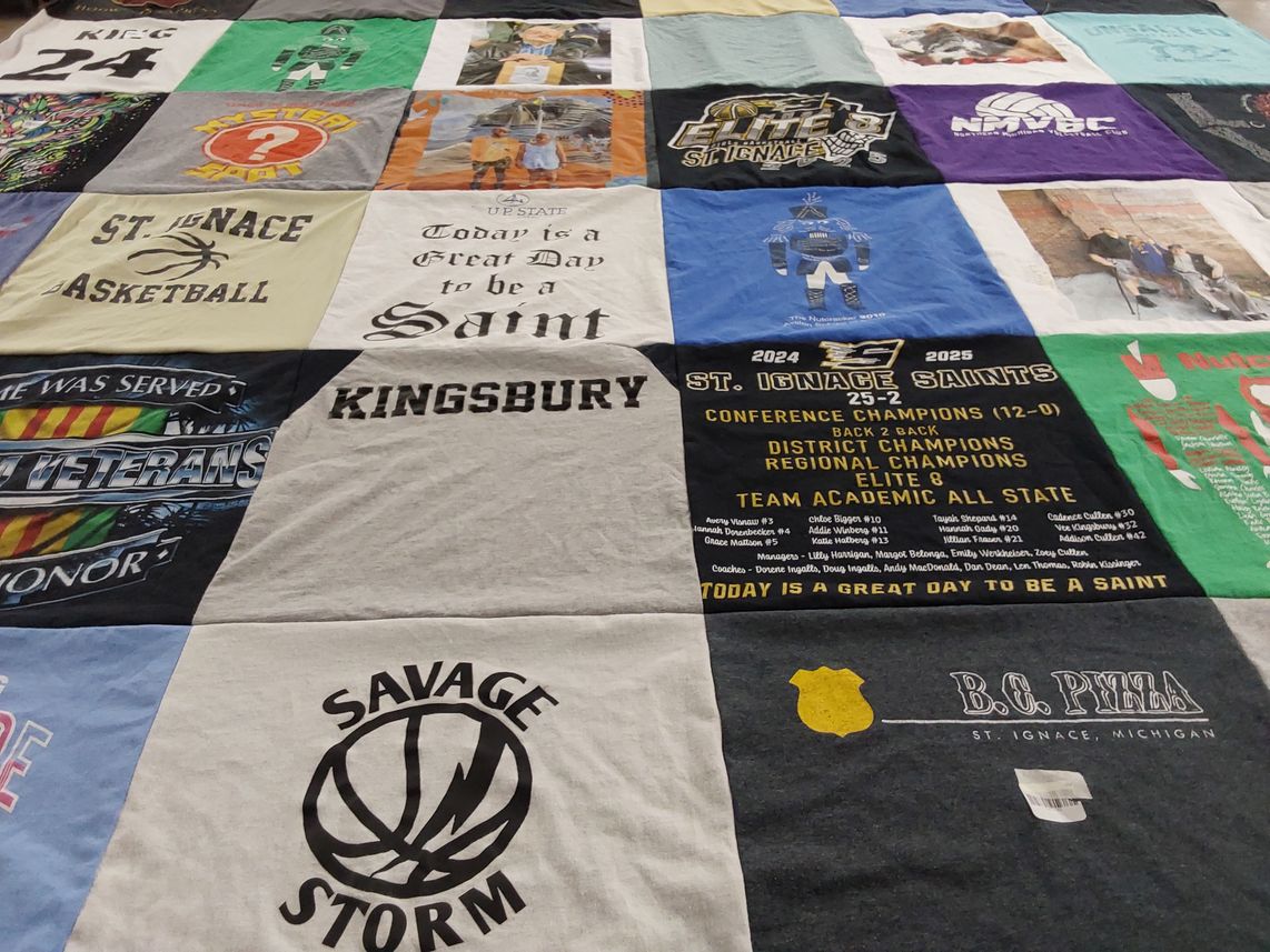T-shirt quilt featuring st. ignace saints by Denise from MI