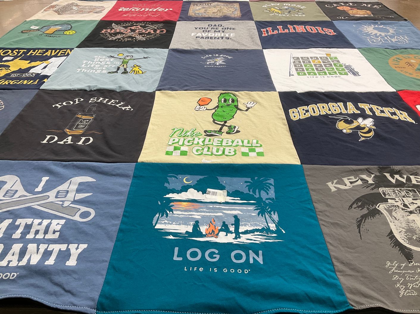 T-shirt quilt from georgia tech university, university of illinois by Robert from TX