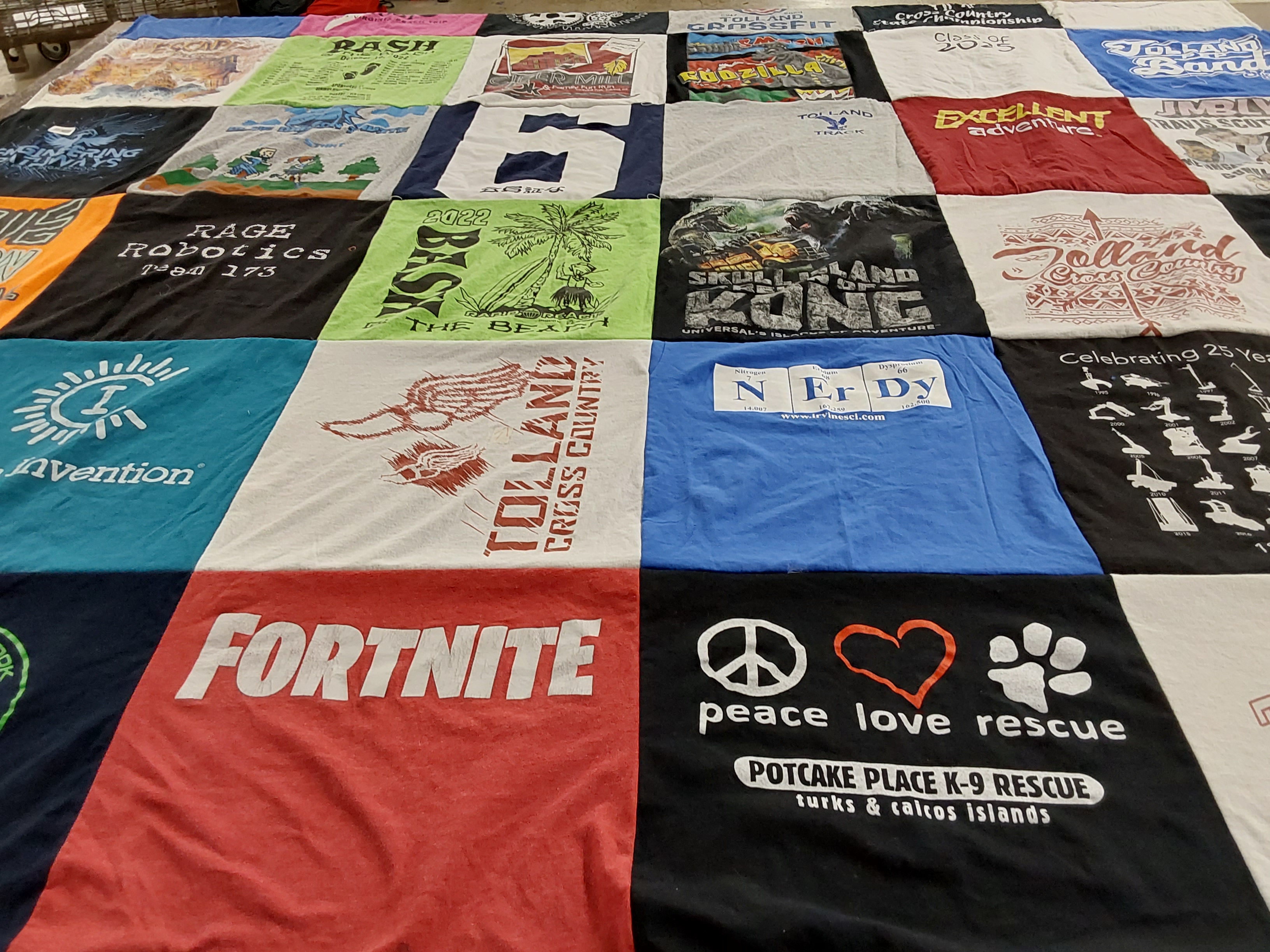 T-shirt quilt from tolland high school by Kathleen from CT