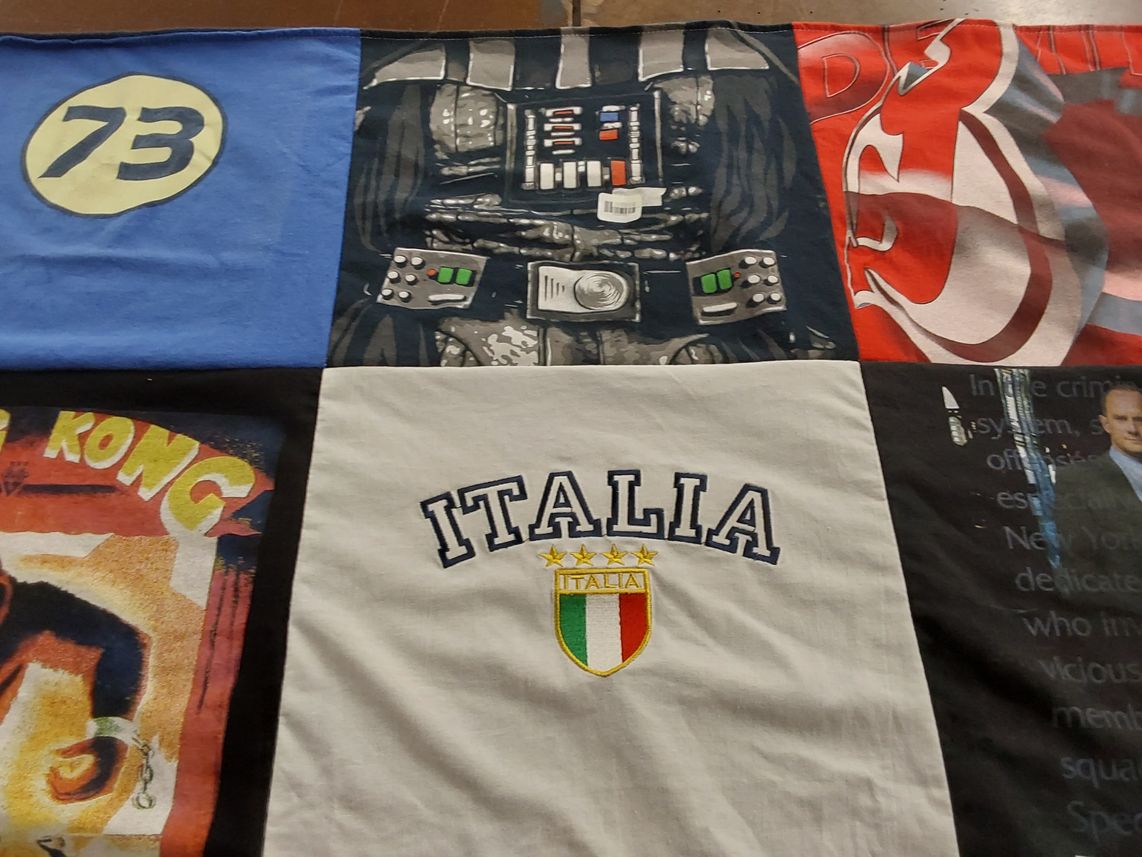 T-shirt quilt featuring new jersey devils by Fran from NY