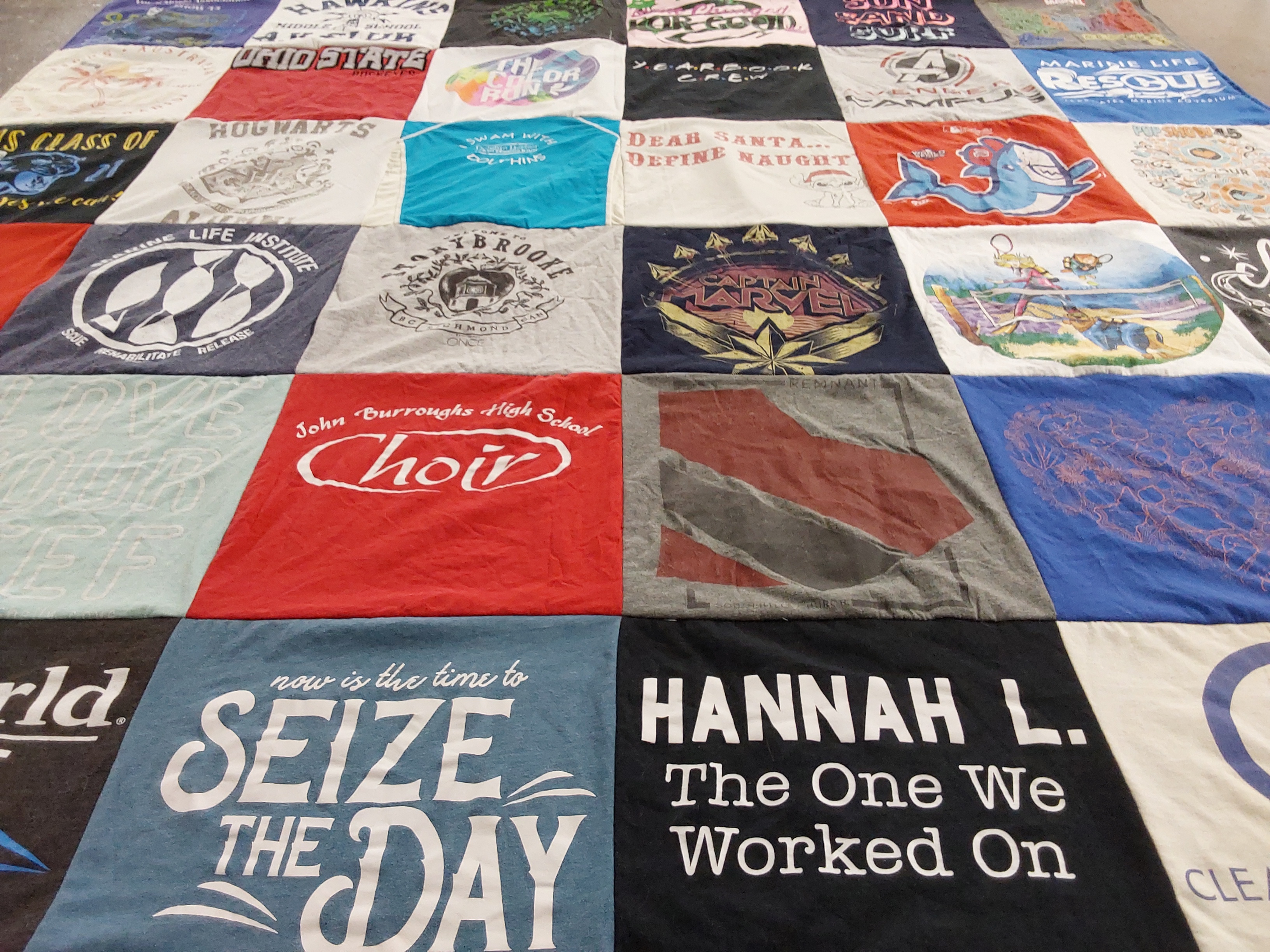 T-shirt quilt from john burroughs high school by Angela from HI