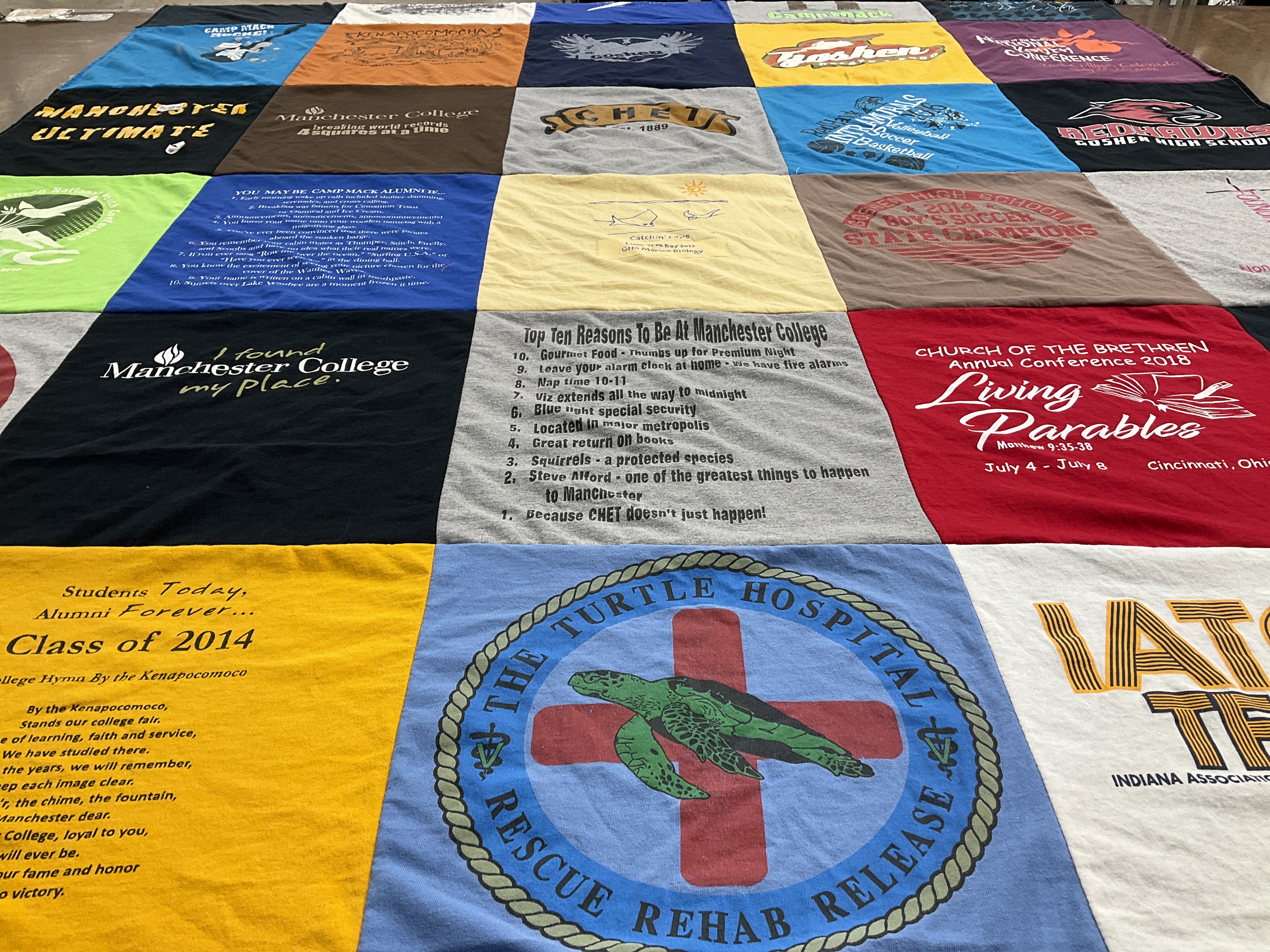 T-shirt quilt featuring indiana association of university alumni by Carol from IN