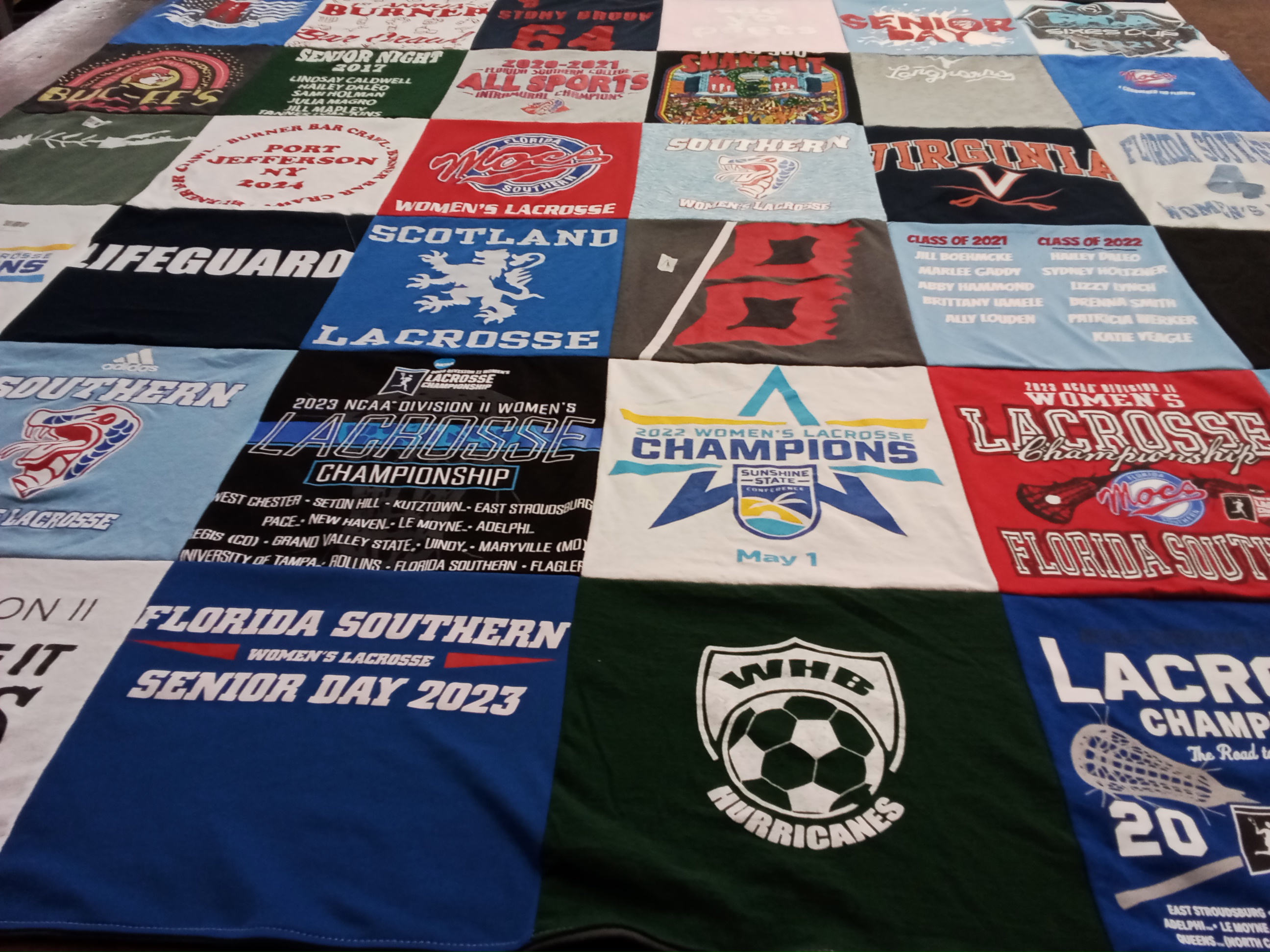T-shirt quilt featuring florida southern women's lacrosse by Hailey from NY