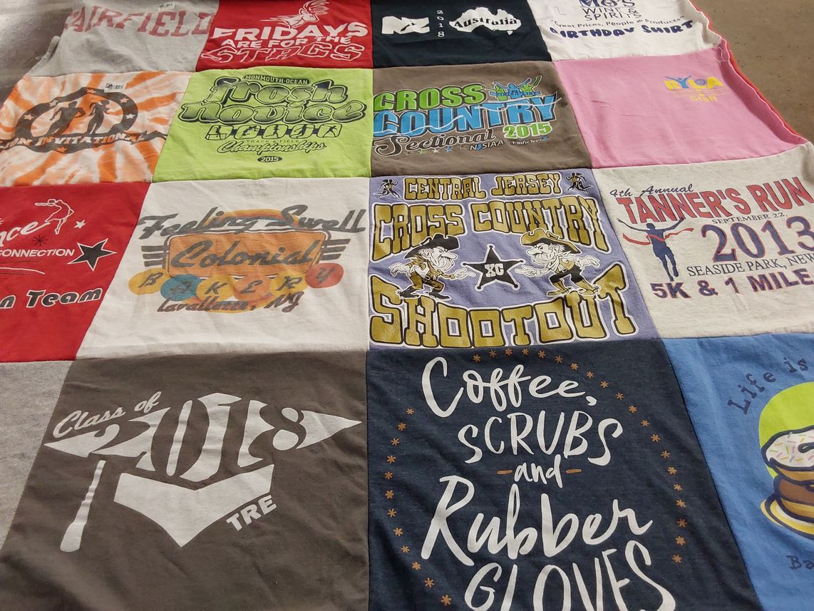 T-shirt quilt featuring cross country team by Debbie from NJ