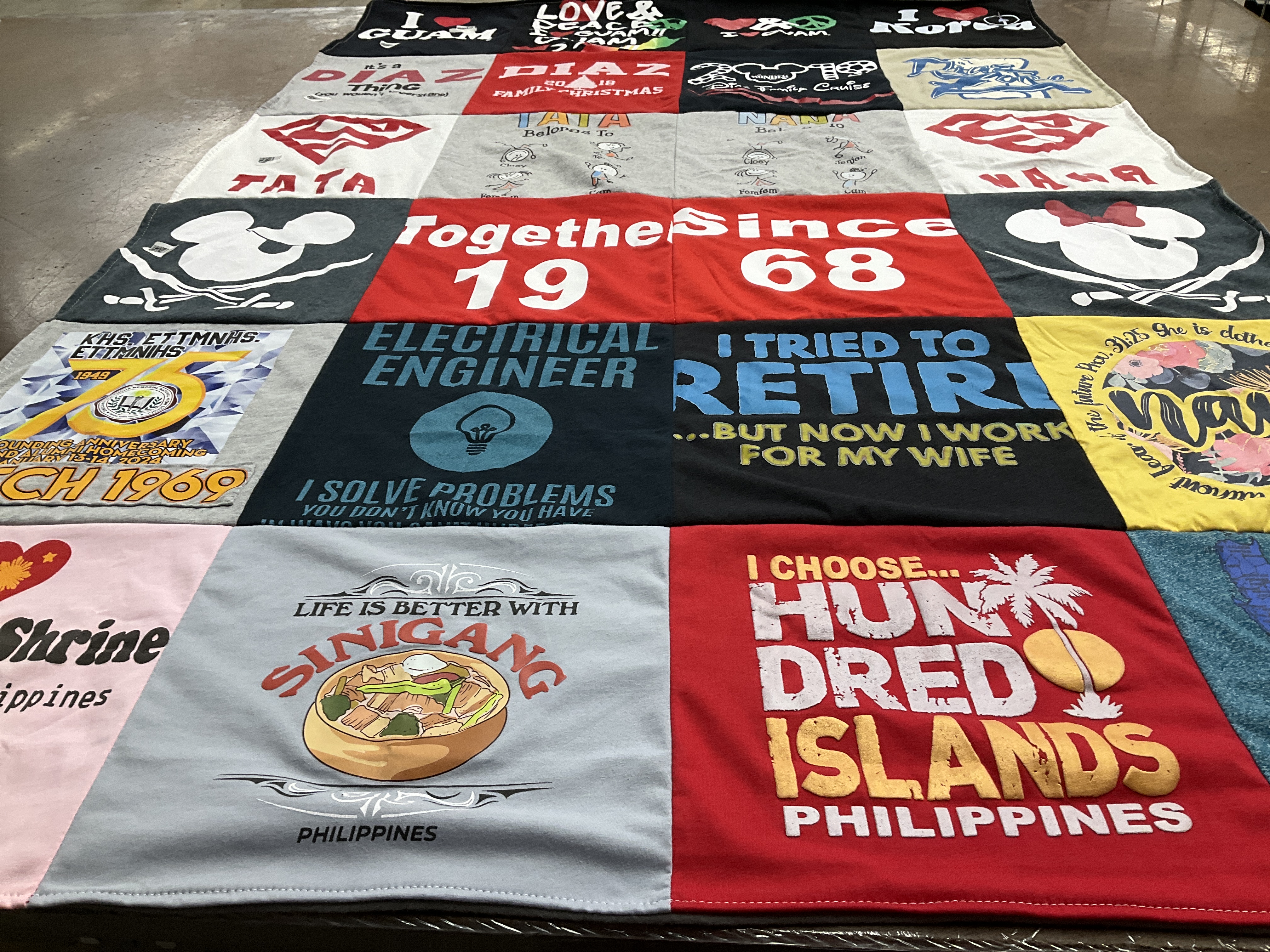 T-shirt quilt from khs ettimihs college by Teresita from CA