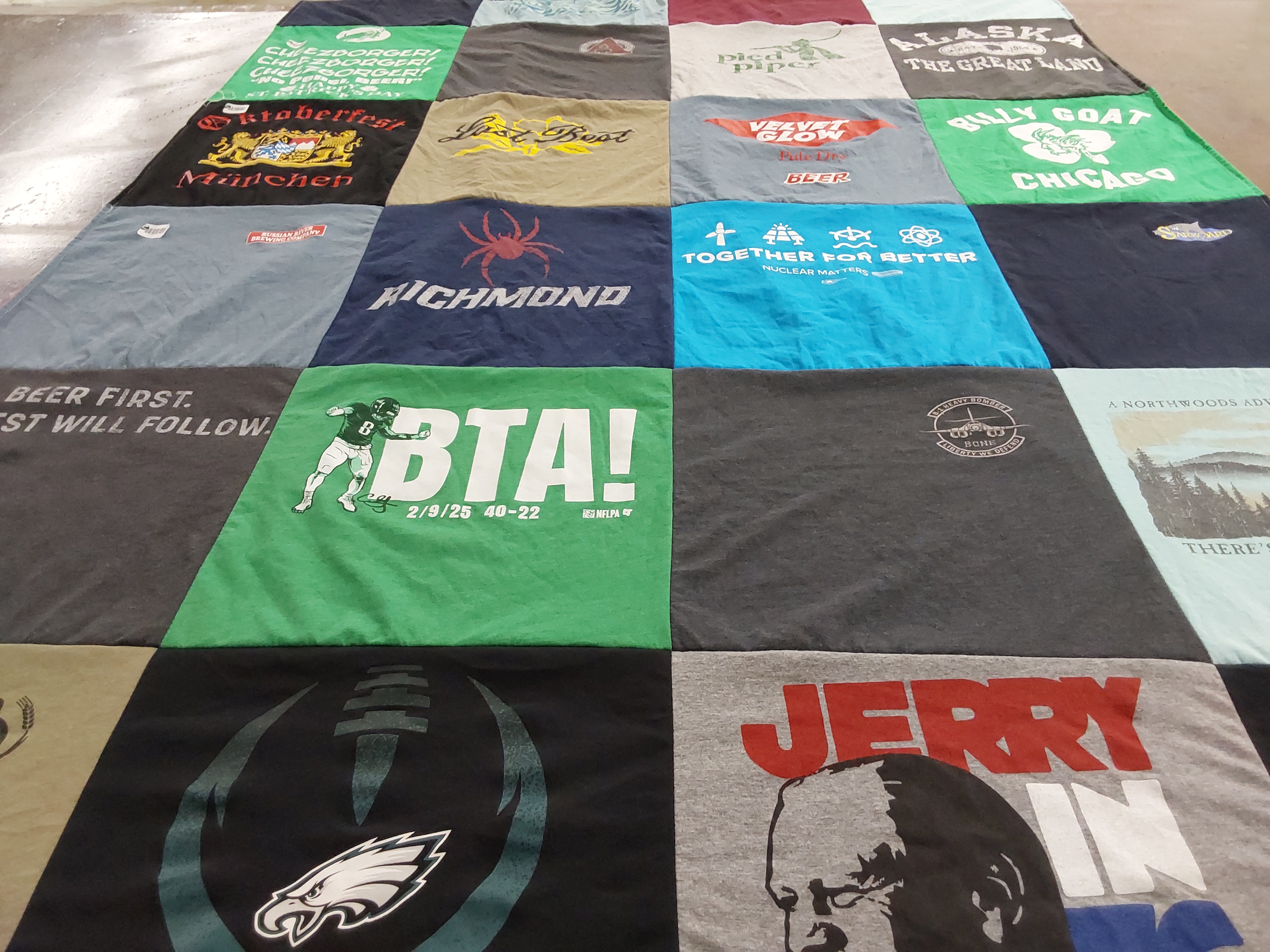 T-shirt quilt featuring philadelphia eagles by Derek from VA