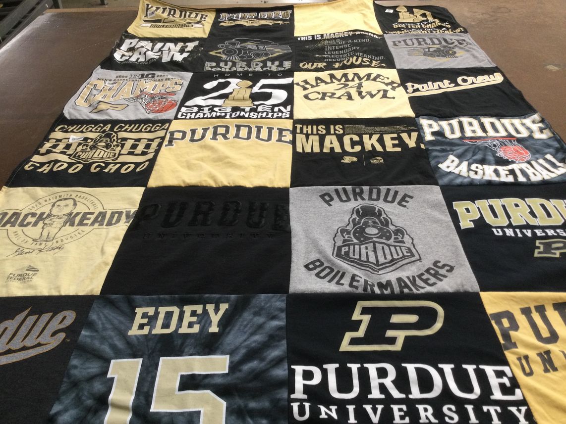 T-shirt quilt featuring purdue boilermakers by Suzanne from OH