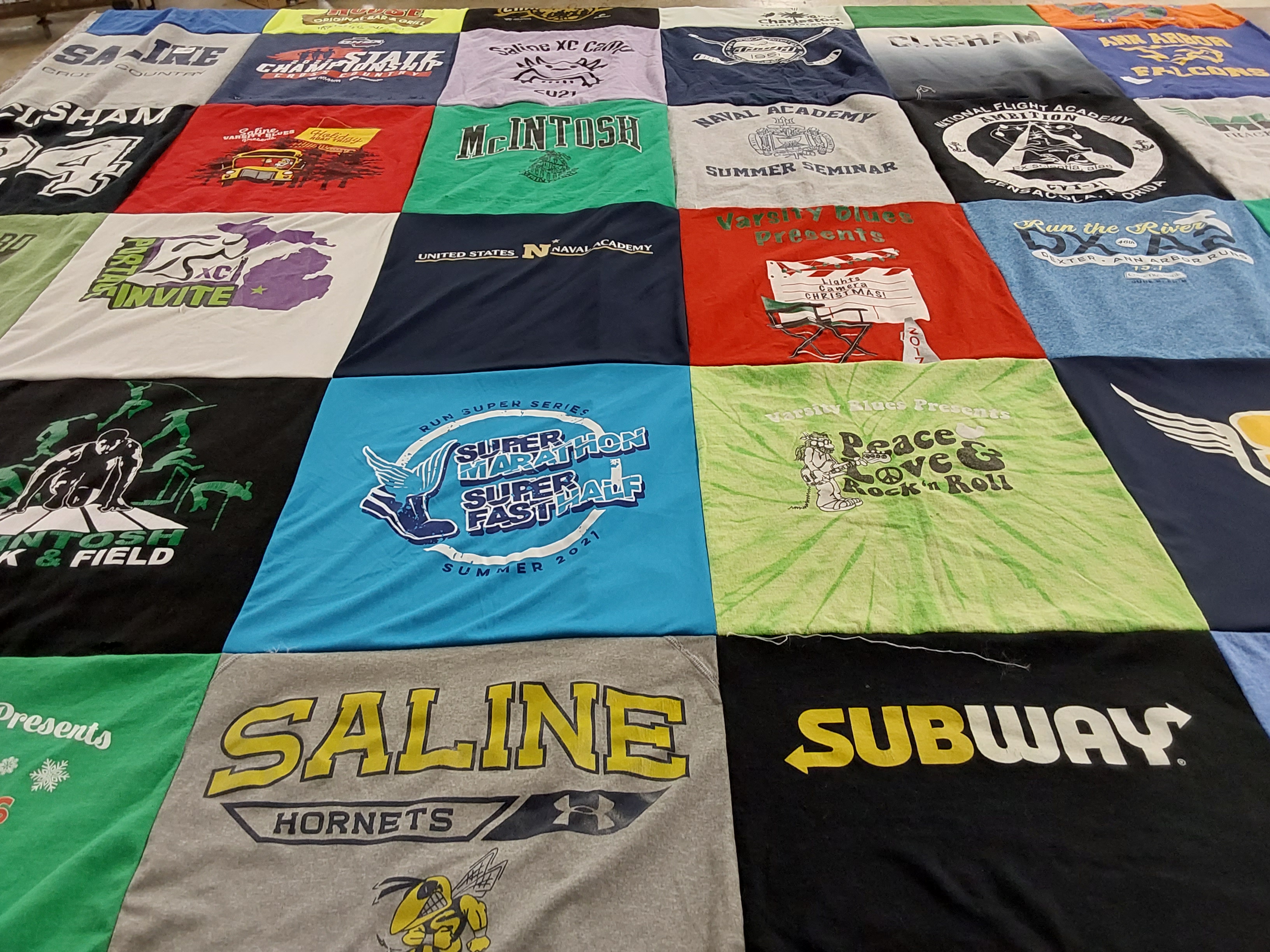 T-shirt quilt featuring saline hornets by Brandi from GA