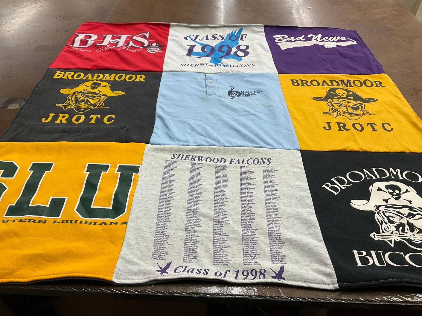 T-shirt quilt featuring sherwood falcons by Lynette from LA