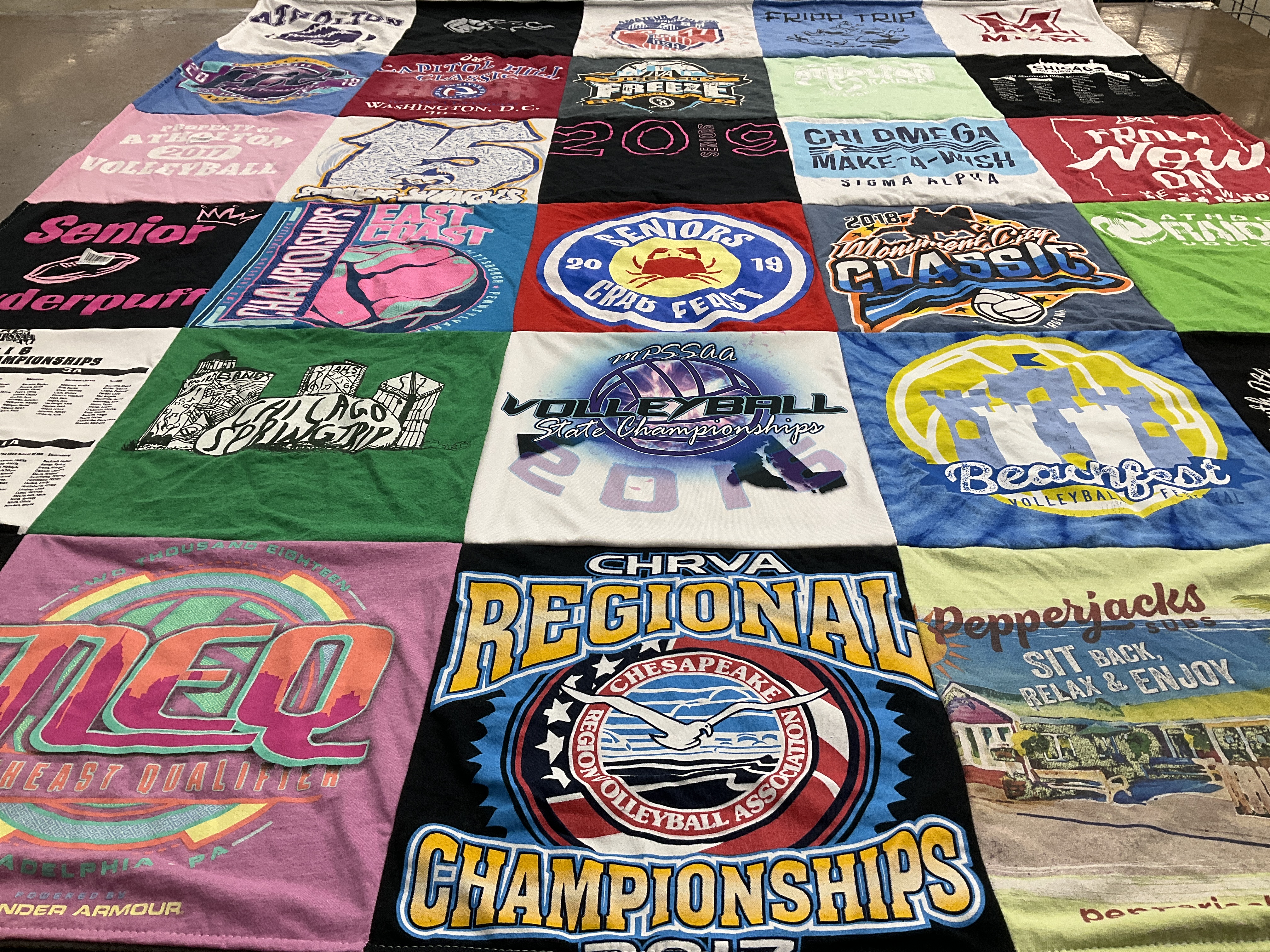 T-shirt quilt featuring cheseapeake regional volleyball association by Melissa from MD