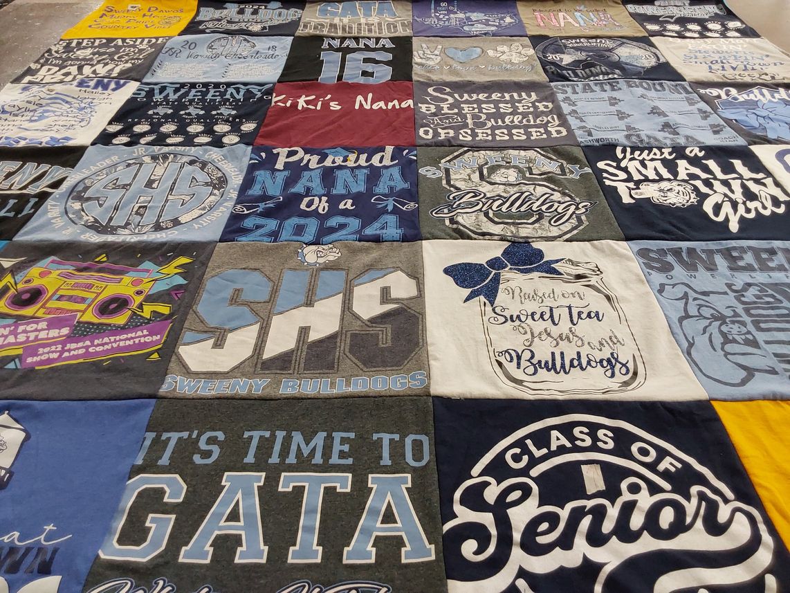 T-shirt quilt featuring sweeny bulldogs by Tammy from TX