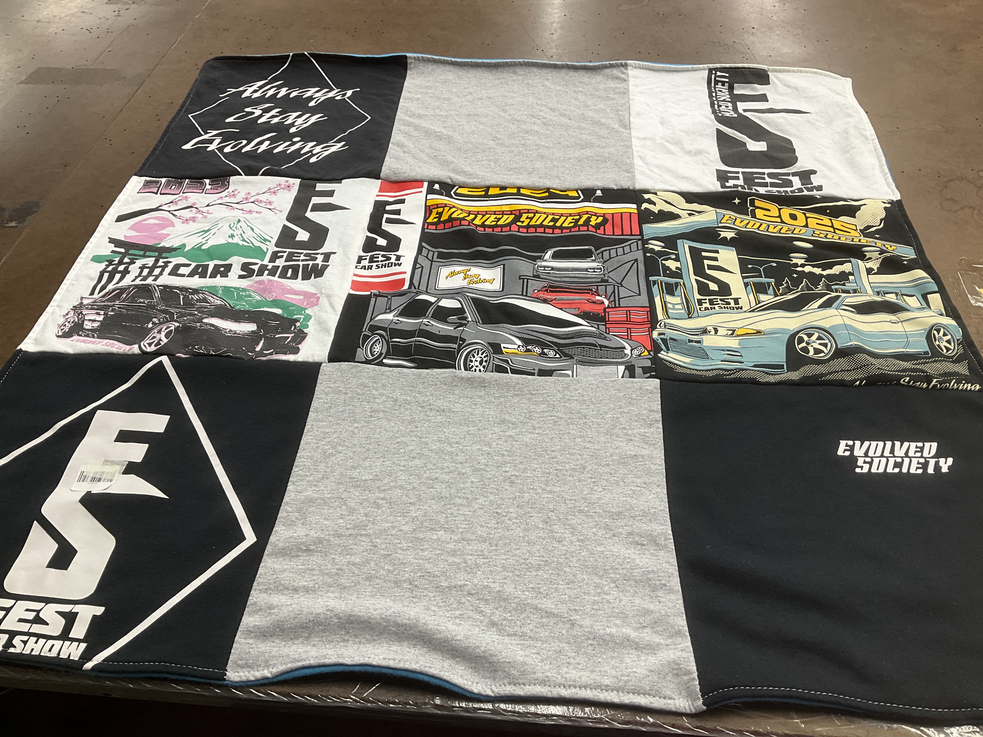 T-shirt quilt with cars, automobiles themes by Maddie from OR