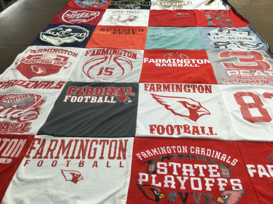 T-shirt quilt featuring farmington cardinals by Laura from AR