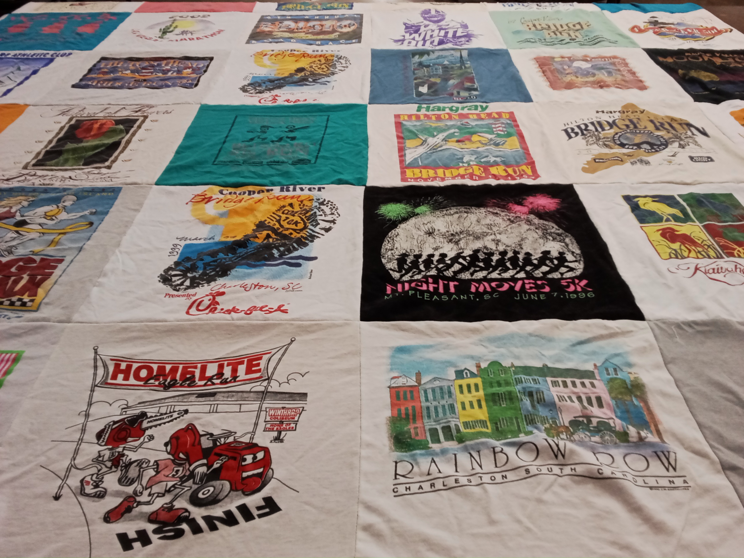 T-shirt quilt with running, races themes by Keith from NC