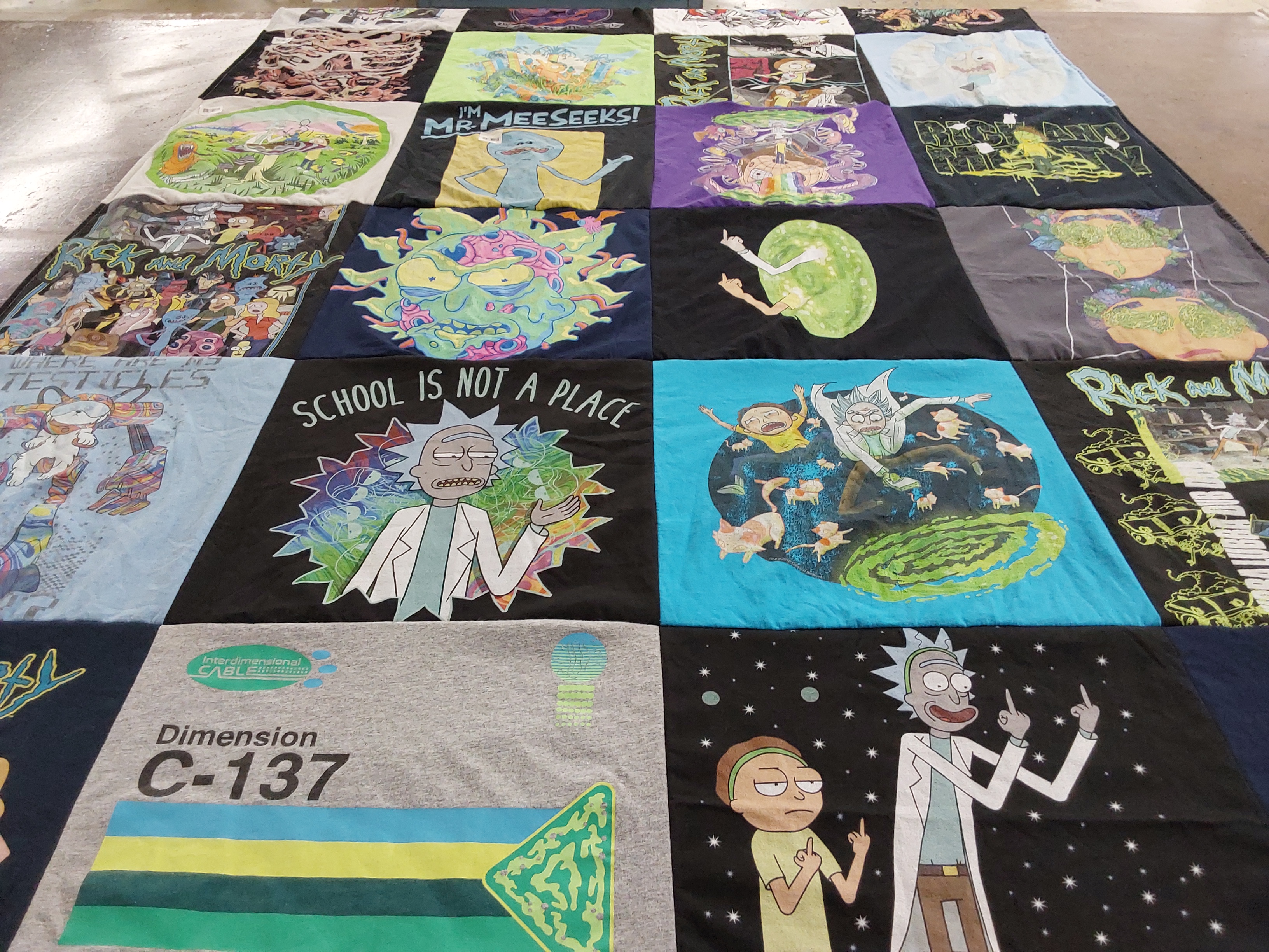 T-shirt quilt with animation, television themes by Sarah from CA