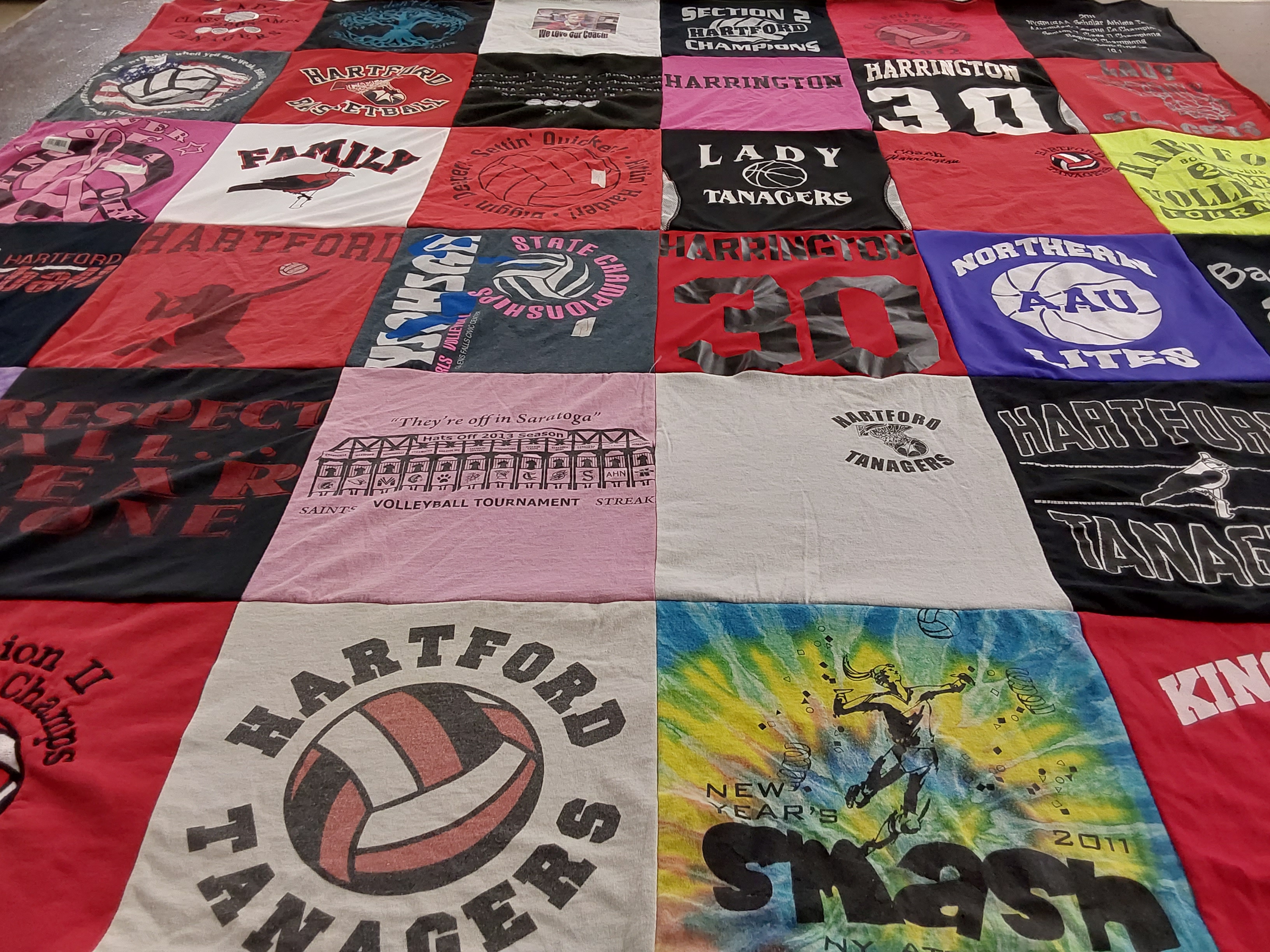 T-shirt quilt featuring hartford tanagers by Wendy from NY