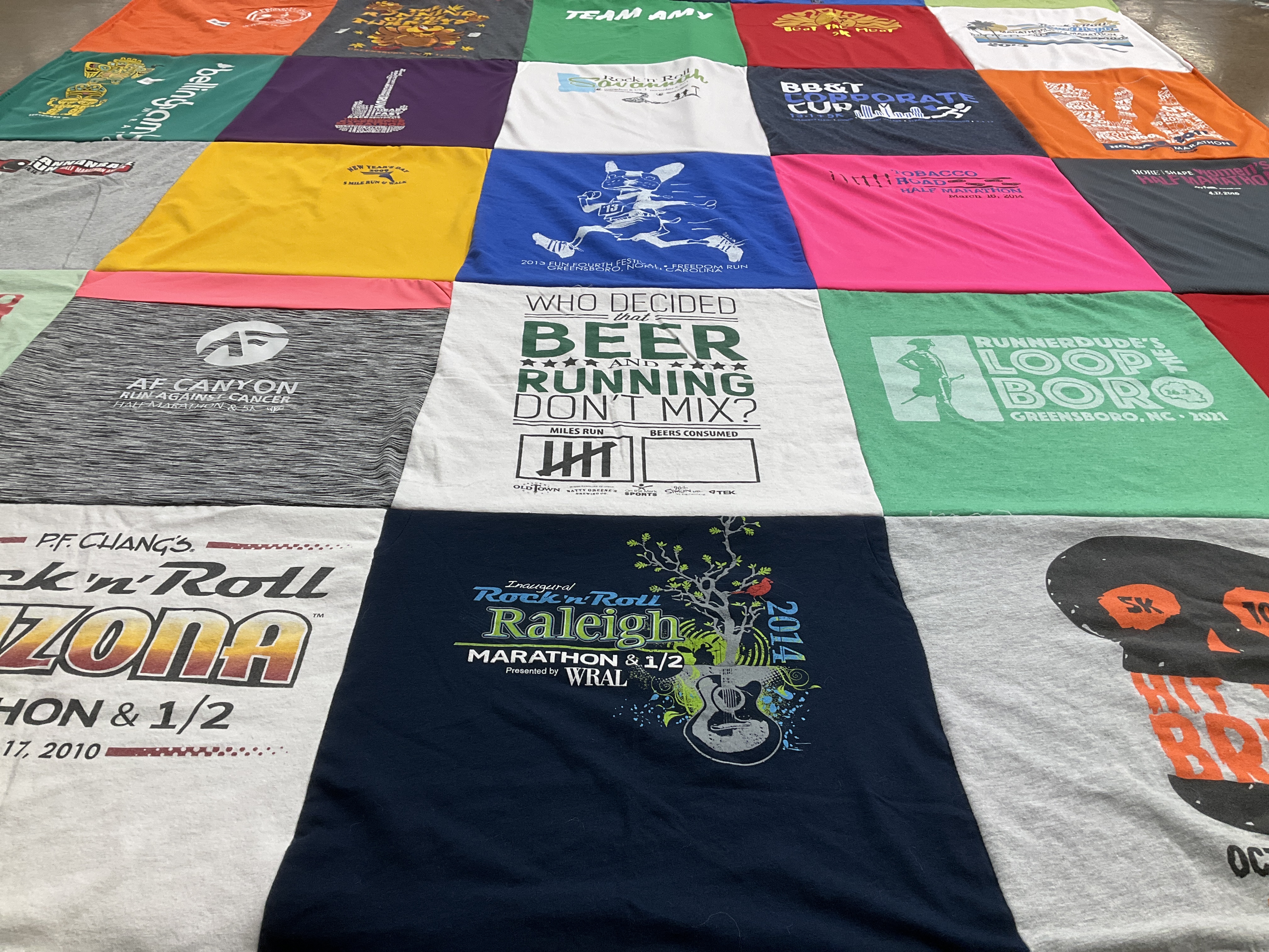 T-shirt quilt featuring nc state university, university of arizona by Amy from NC
