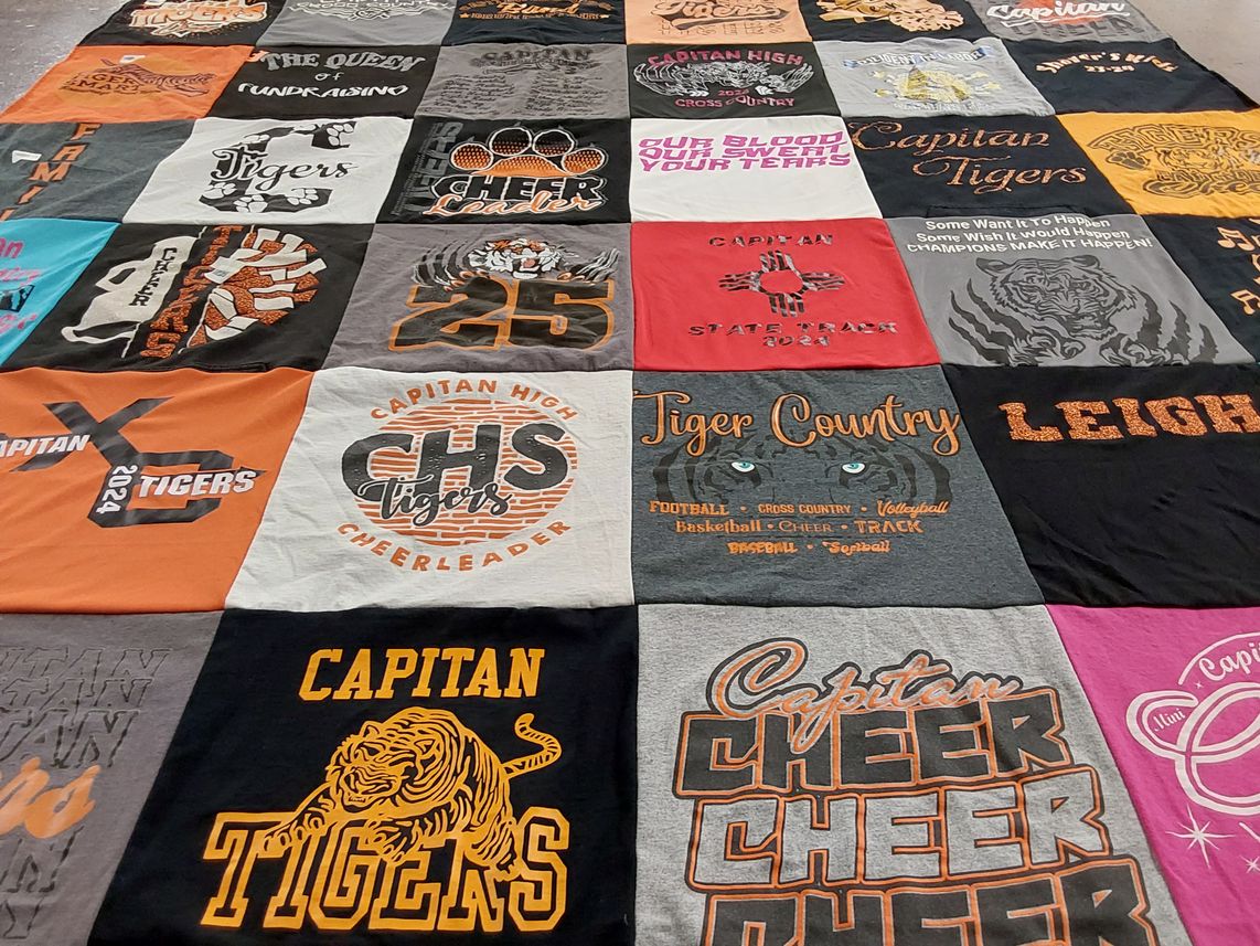 T-shirt quilt featuring capitan high school tigers by Leigh from NM