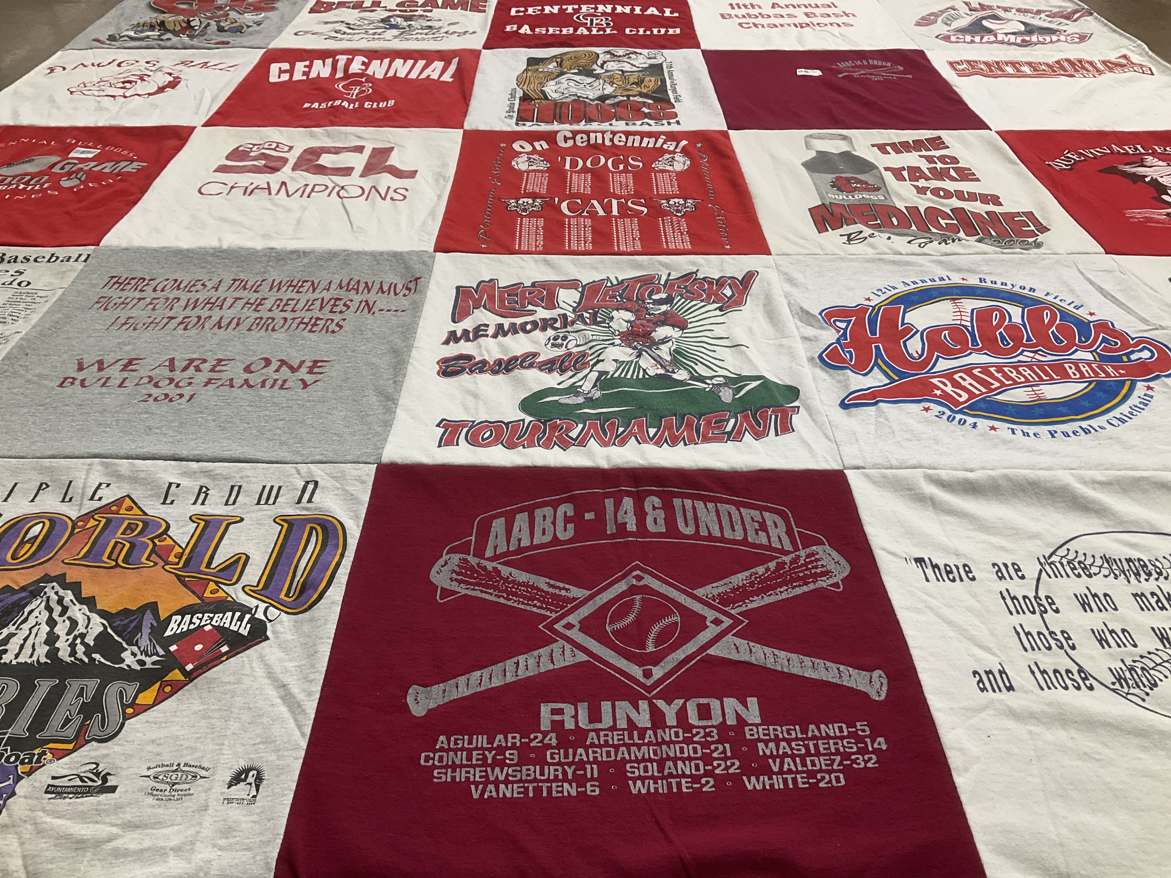 T-shirt quilt featuring aabc, bulldogs by Diego from AZ