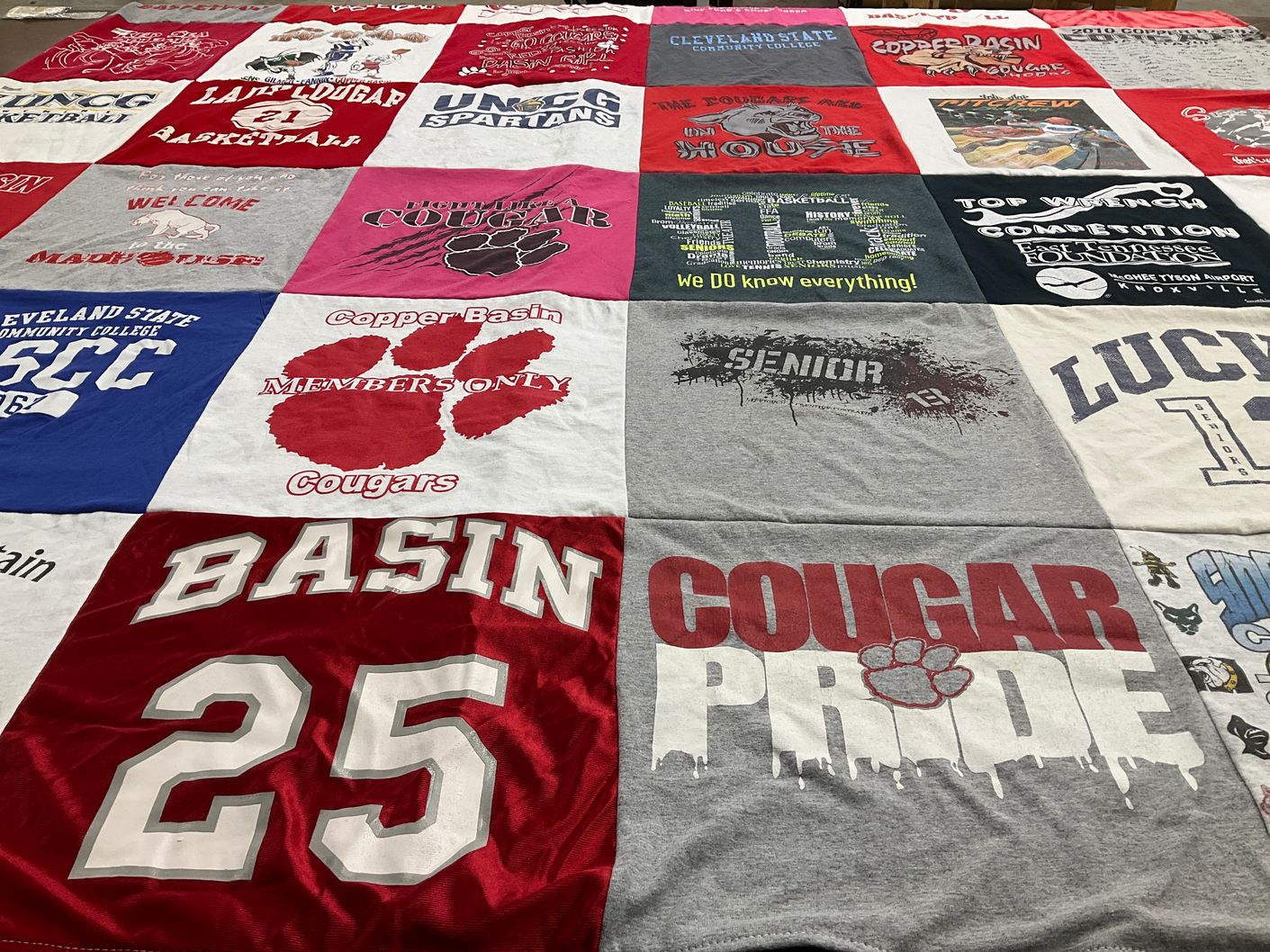 T-shirt quilt featuring cougars by Richele from TN