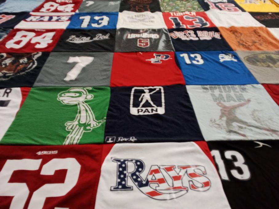 T-shirt quilt with sports, comics themes by adam from OR