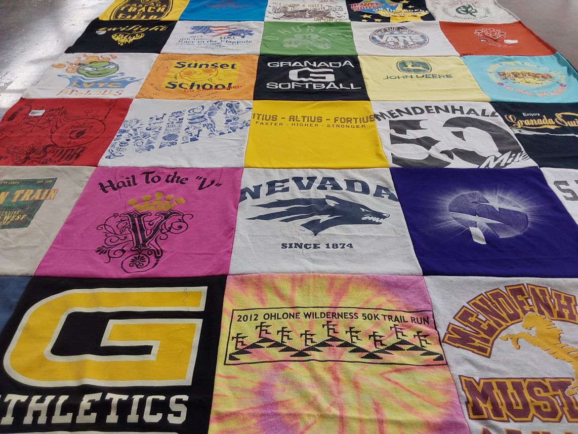 T-shirt quilt featuring granada mustangs by Nicole from CA