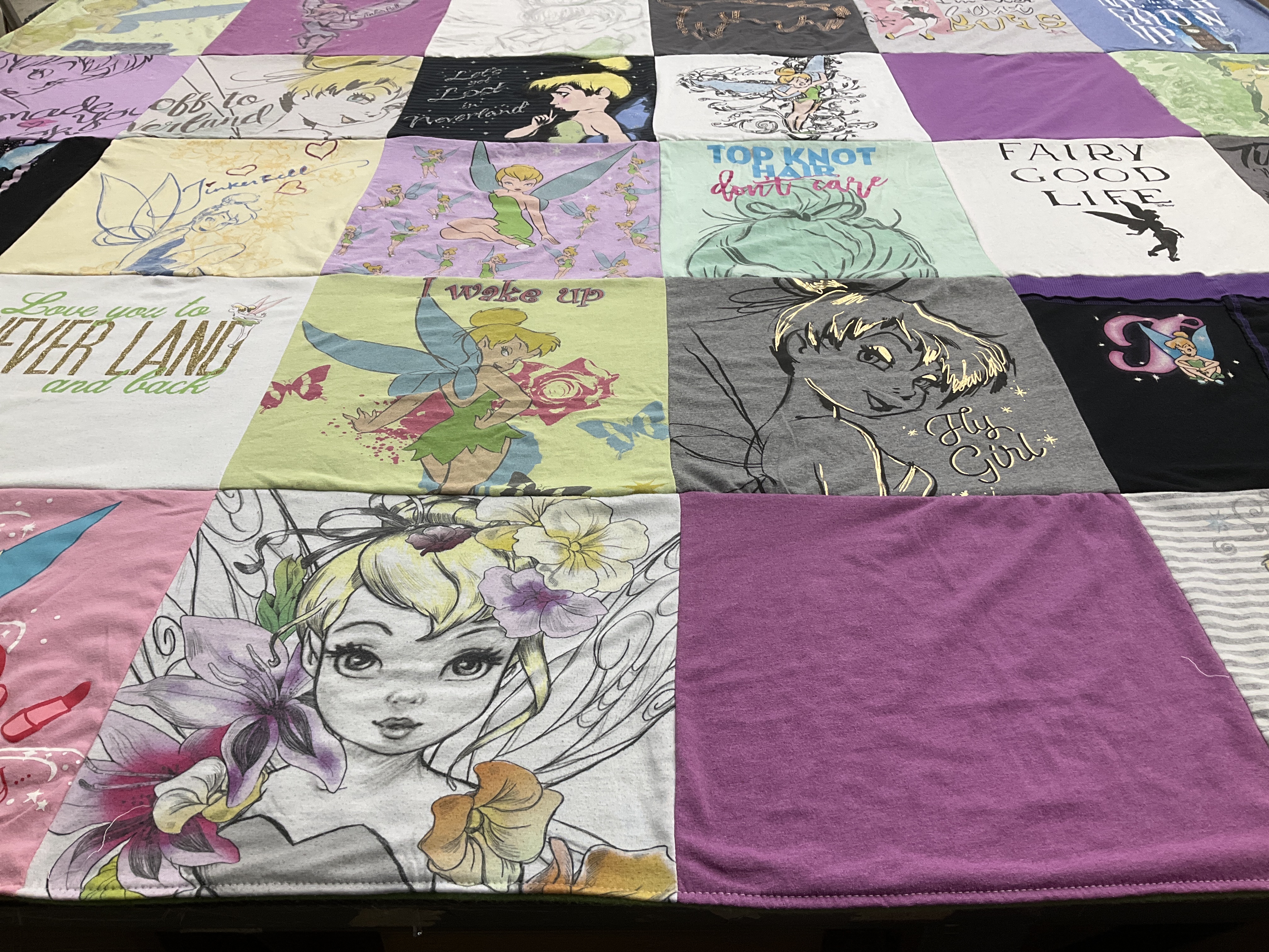 T-shirt quilt with disney, fantasy themes by Crystal from KS