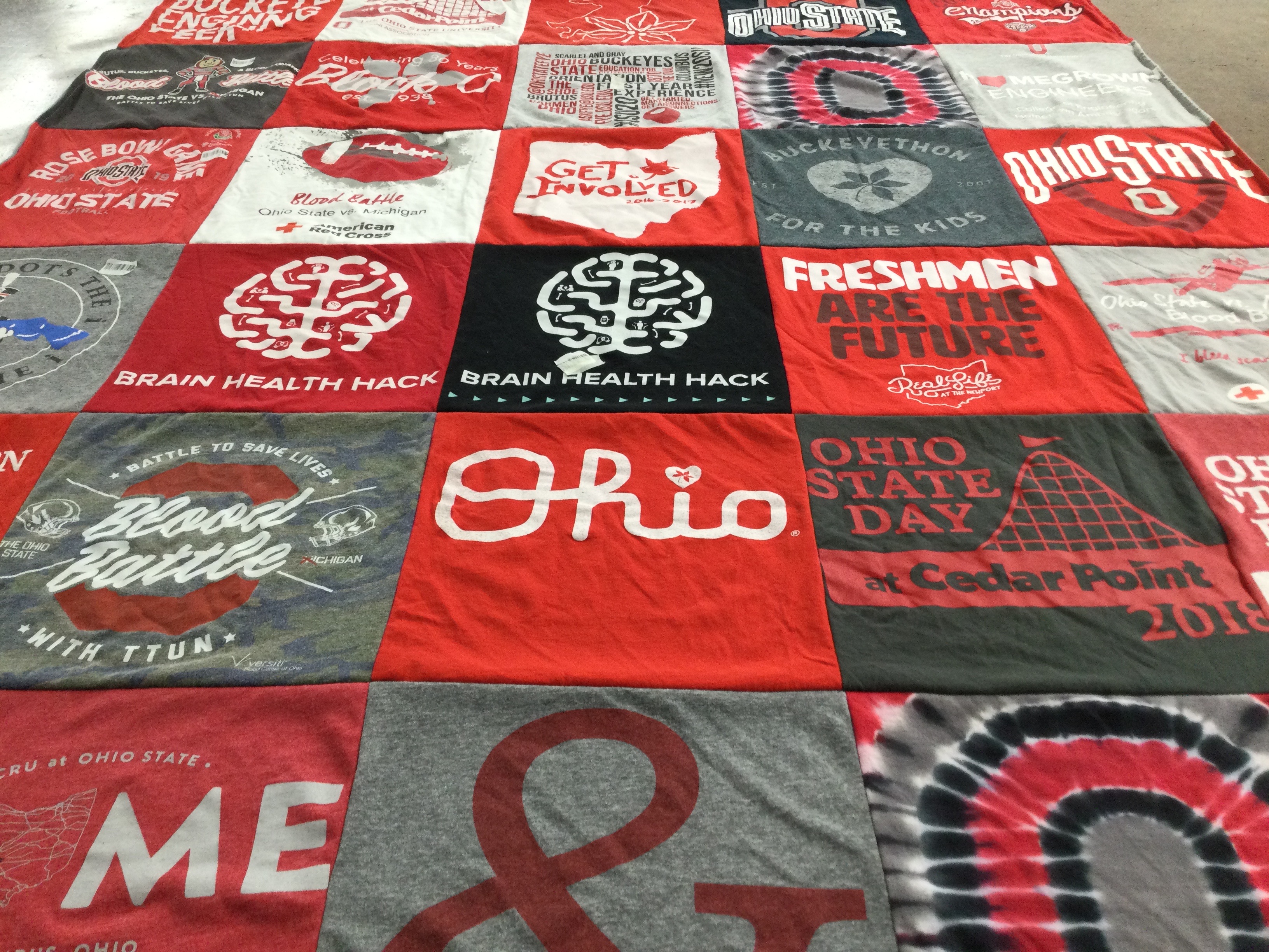 T-shirt quilt featuring ohio state buckeyes by William from OH