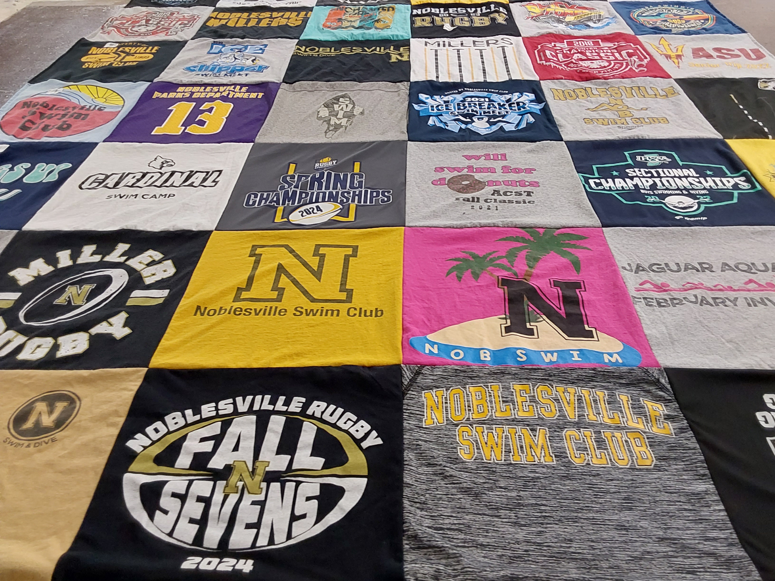 T-shirt quilt featuring noblesville rugby, noblesville swim club by Kenny from IN