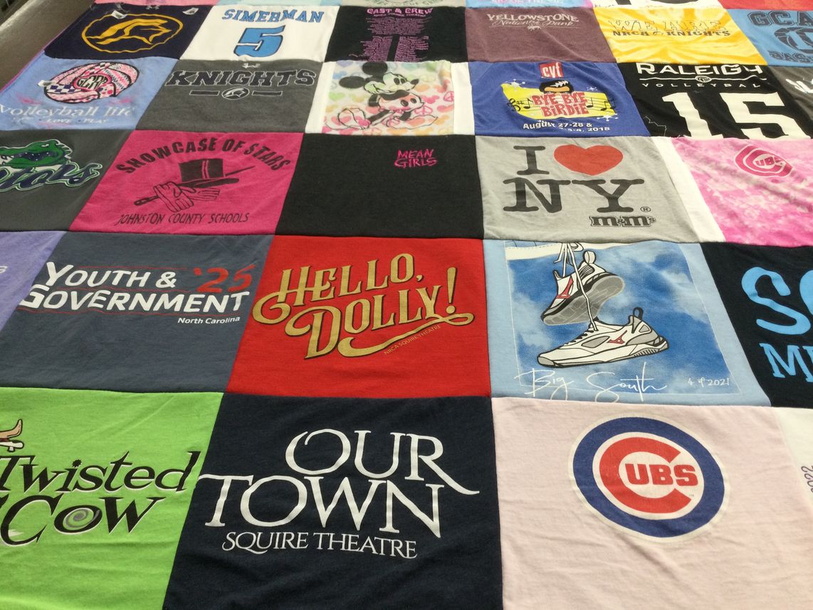 T-shirt quilt with theater, volleyball themes by Danielle from SC