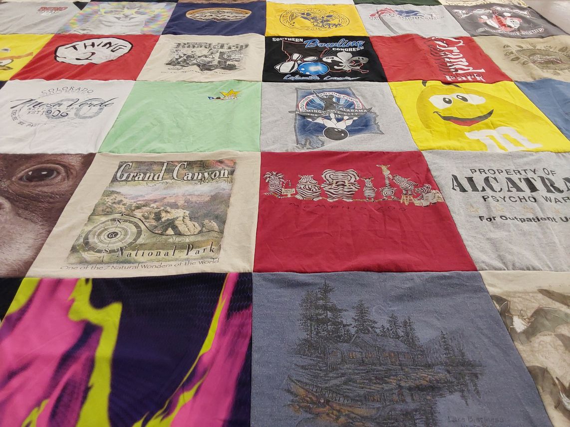 T-shirt quilt with travel, nature themes by Keena from GA