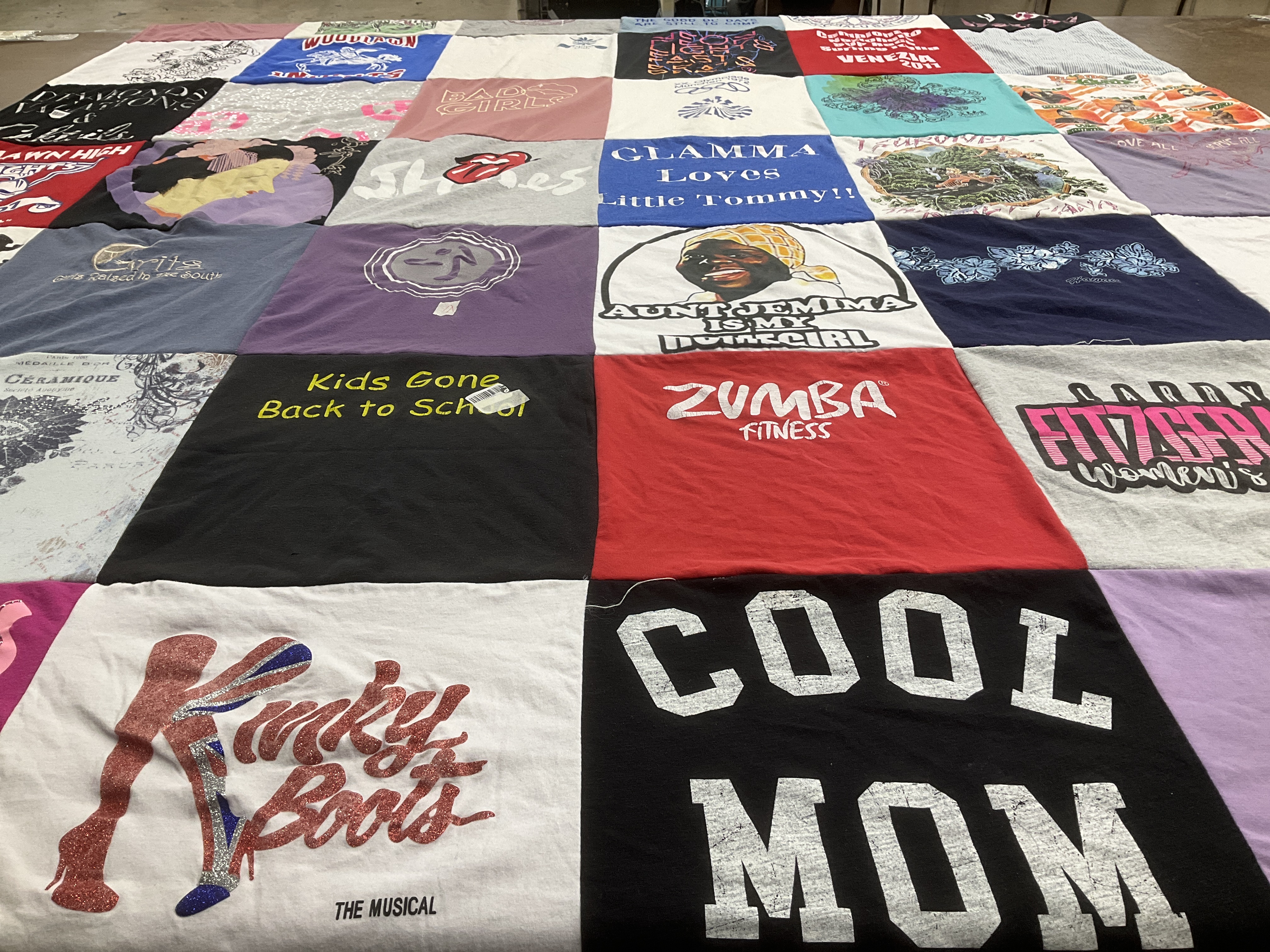 T-shirt quilt with fitness, musicals themes by Sharon from AZ