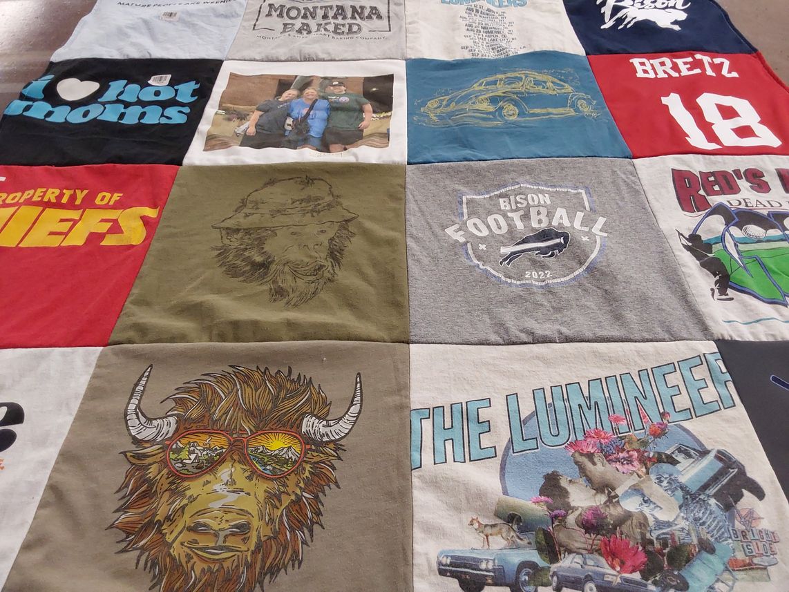 T-shirt quilt featuring bison football by Meghan from MT