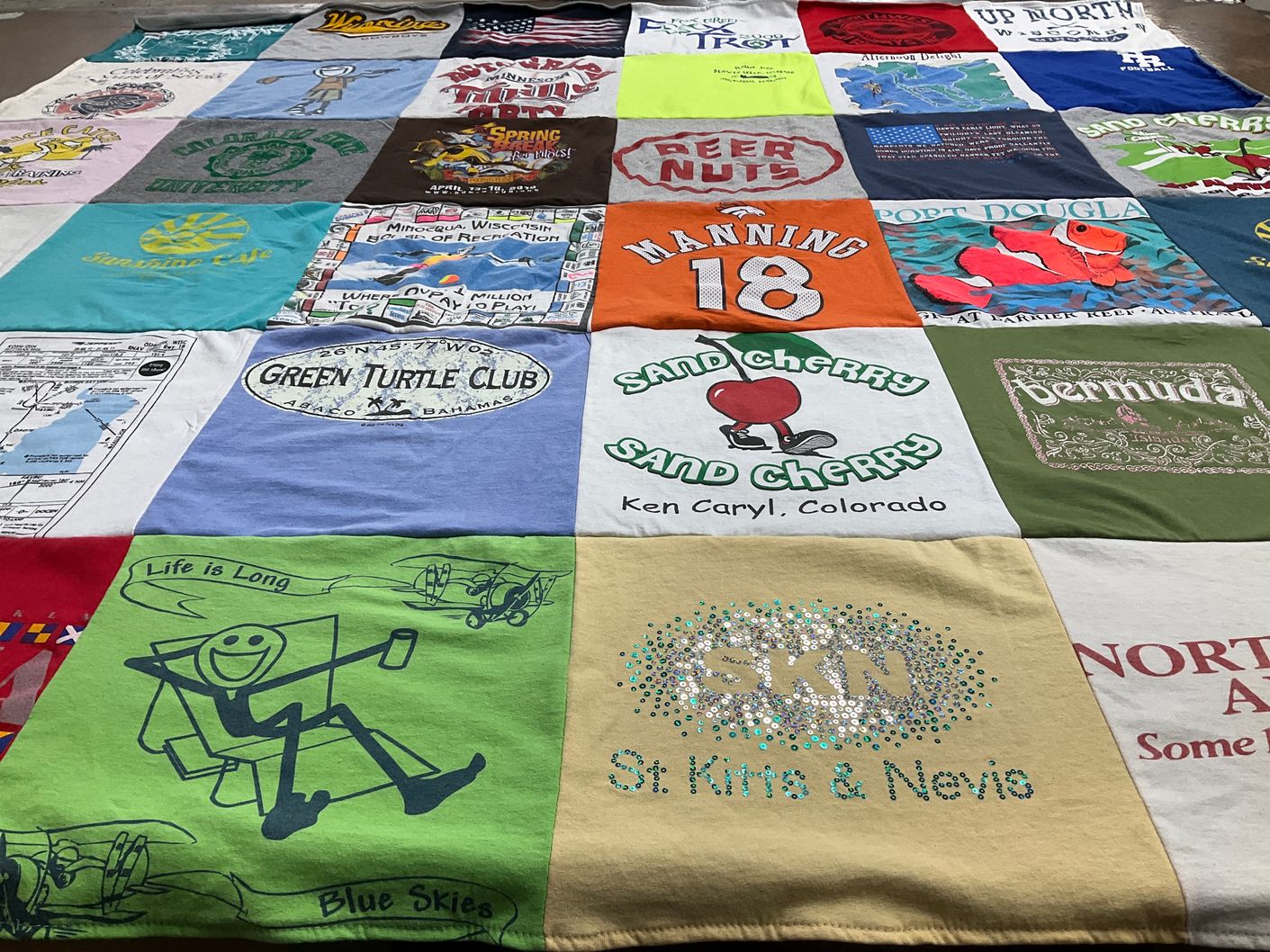 T-shirt quilt from university by Mary Ann from CO