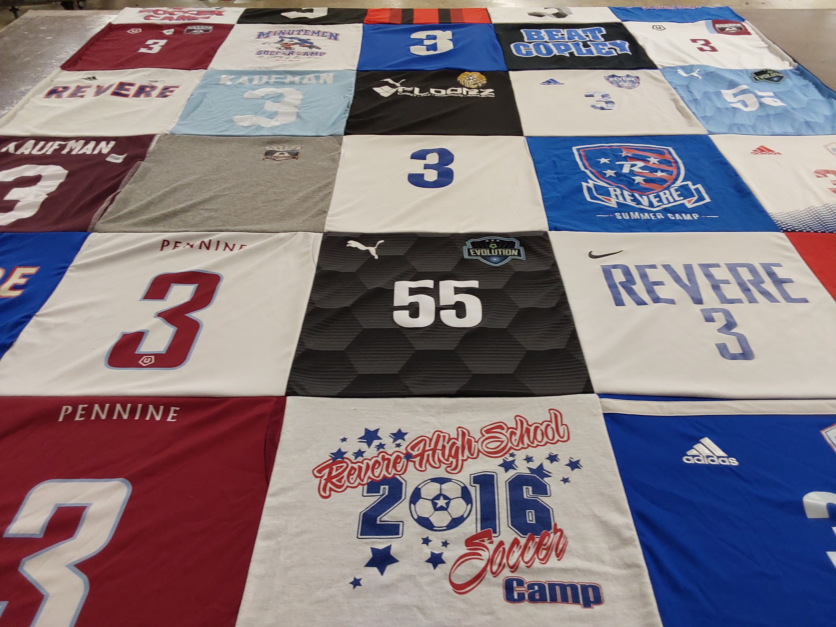 T-shirt quilt featuring revere high school soccer team by Valerie from OH