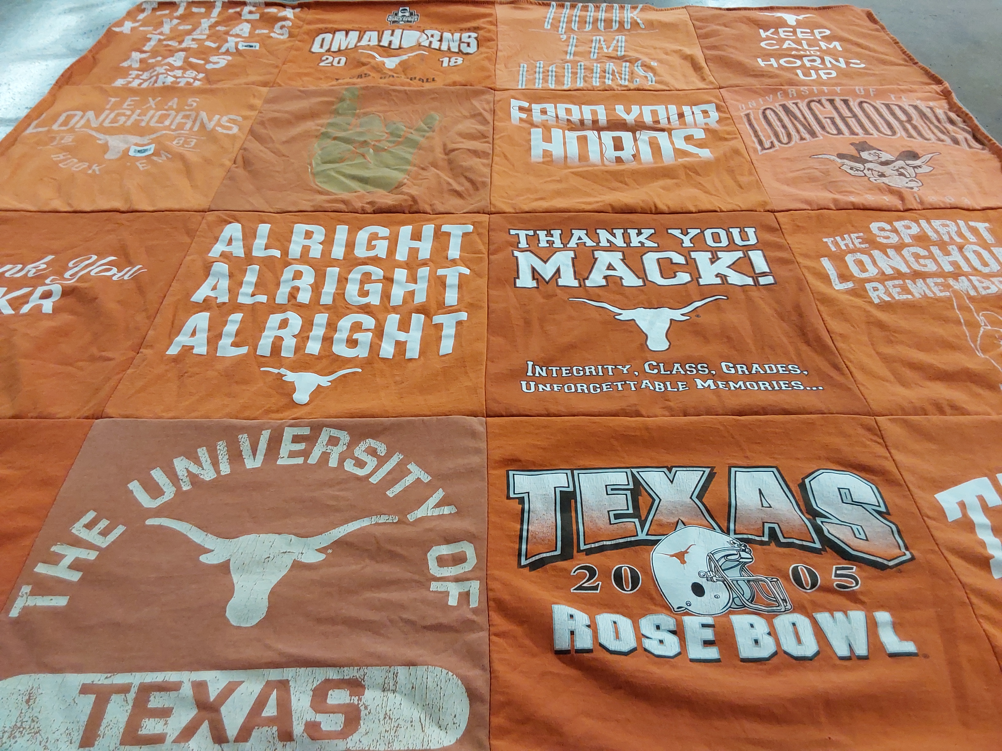T-shirt quilt featuring the university of texas longhorns by Delonda from NC