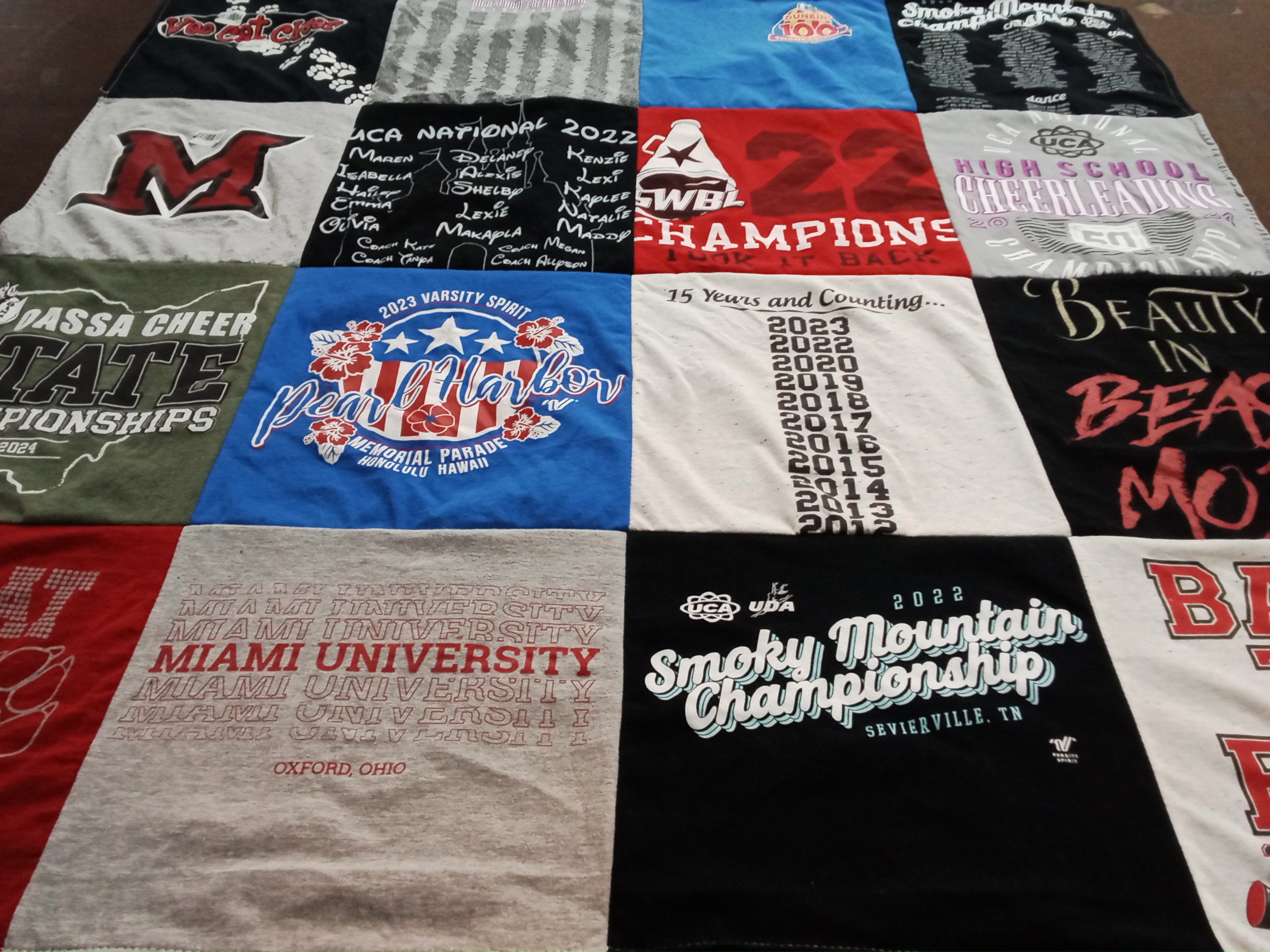 T-shirt quilt from miami university by Delaney from OH