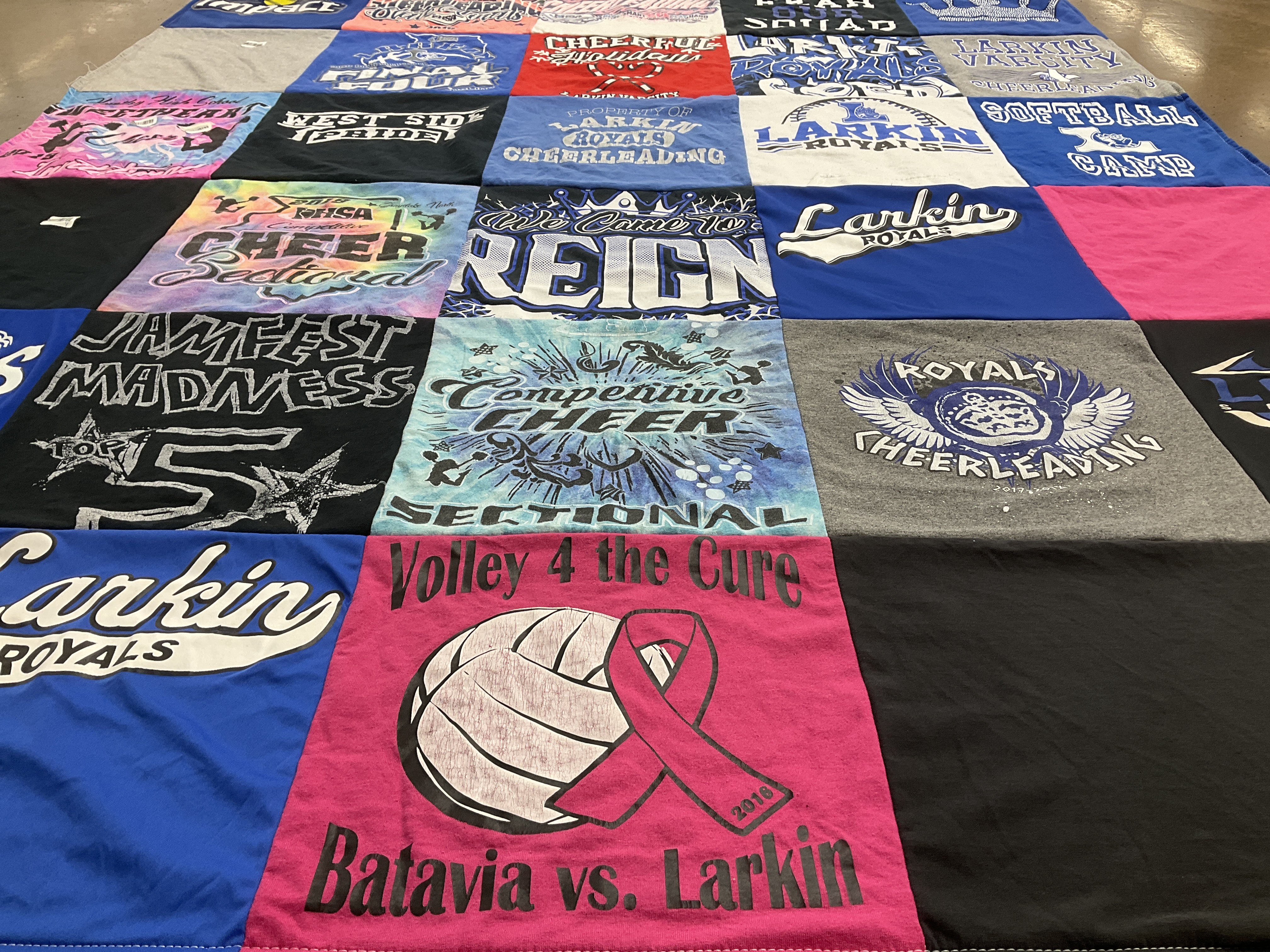 T-shirt quilt featuring larkin royals by Kellie from WA