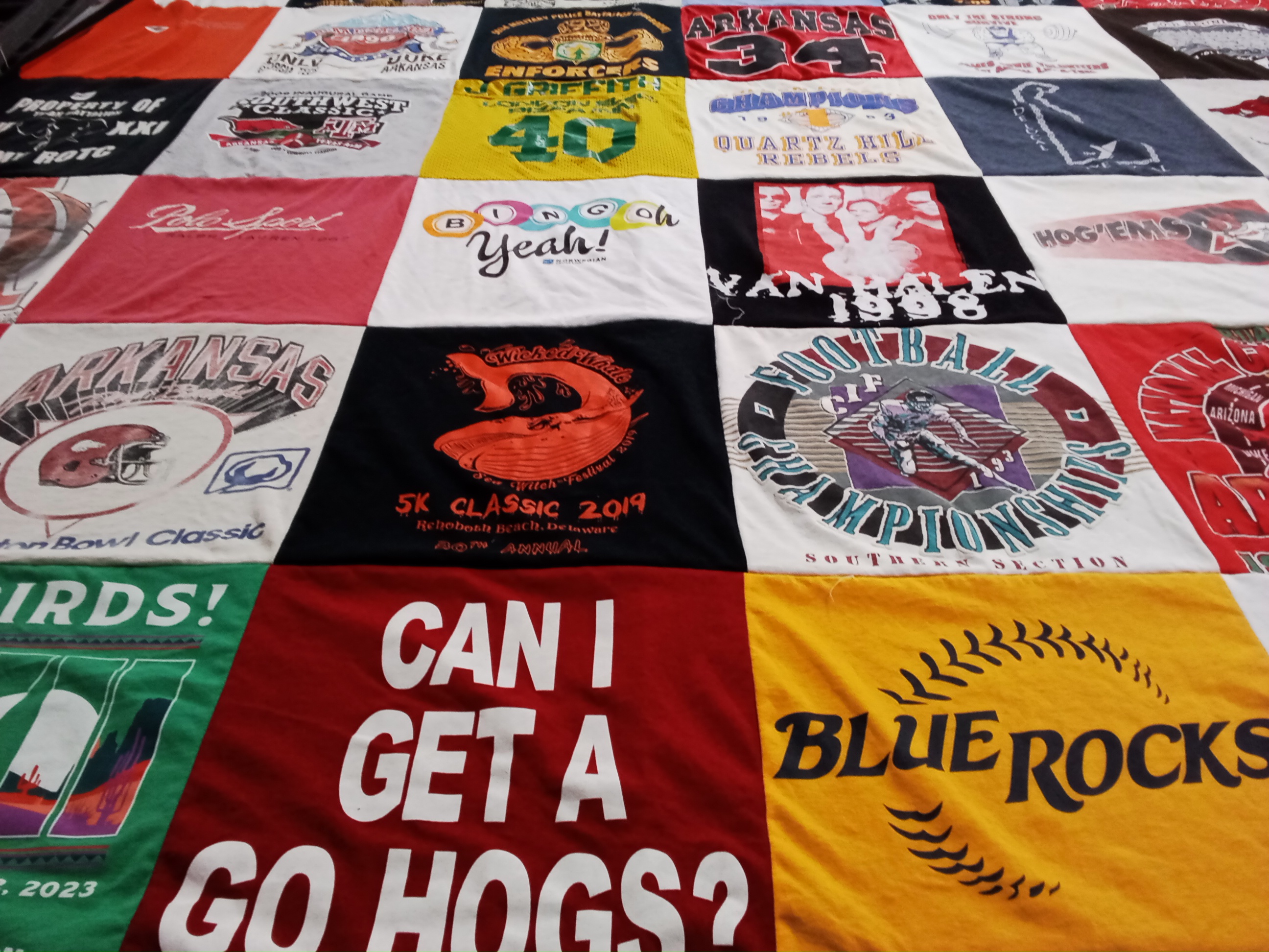 T-shirt quilt with sports, running themes by Meagan from DE