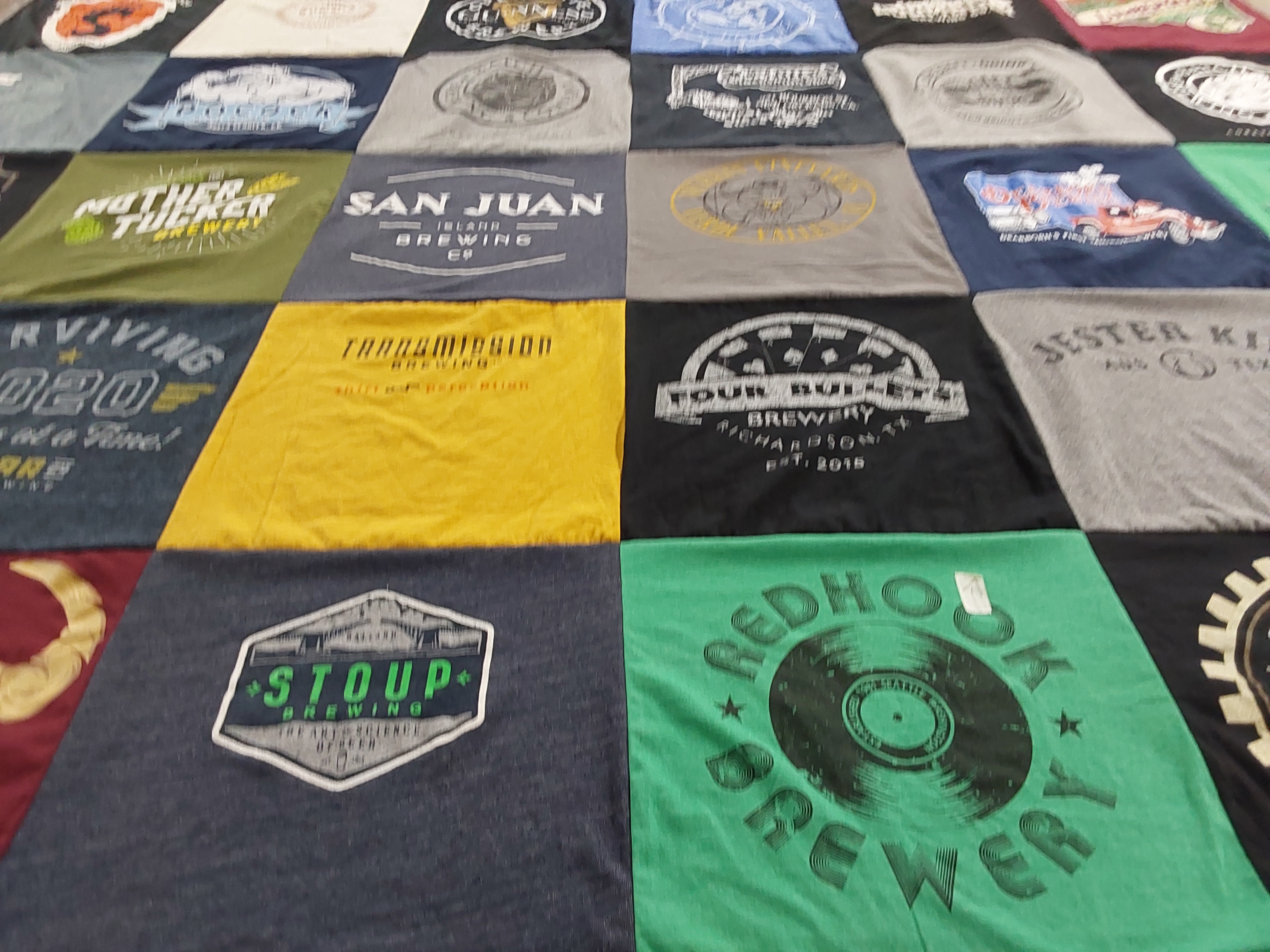 T-shirt quilt with craft beer, brewing themes by Joseph from CA