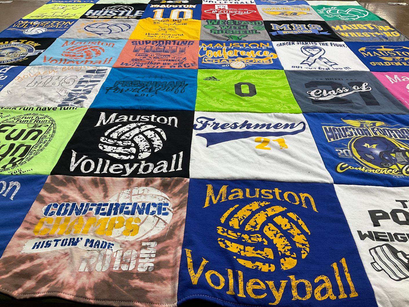 T-shirt quilt featuring mauston volleyball, mauston football by FRANK from WI